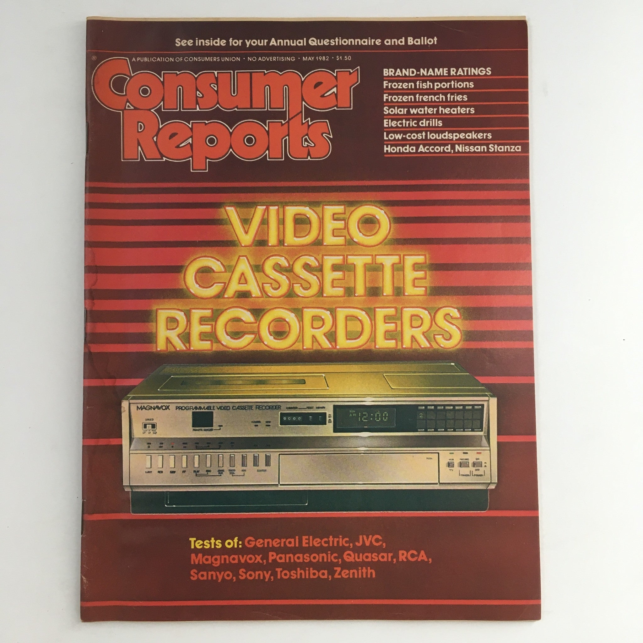 Consumer Reports Magazine May 1982 Video Cassette Recorders Brand-Name Rating