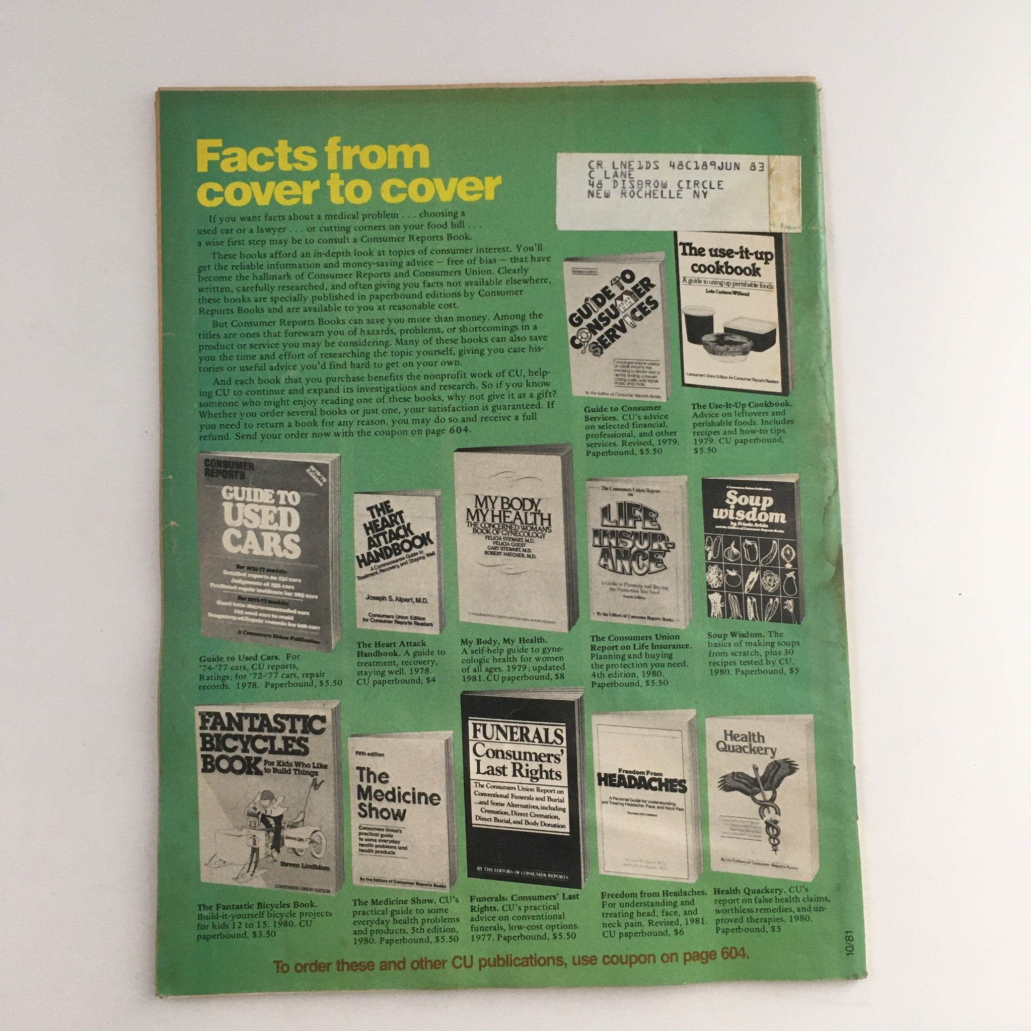 Consumer Reports Magazine October 1981 Saving Energy Dollars Page Guide