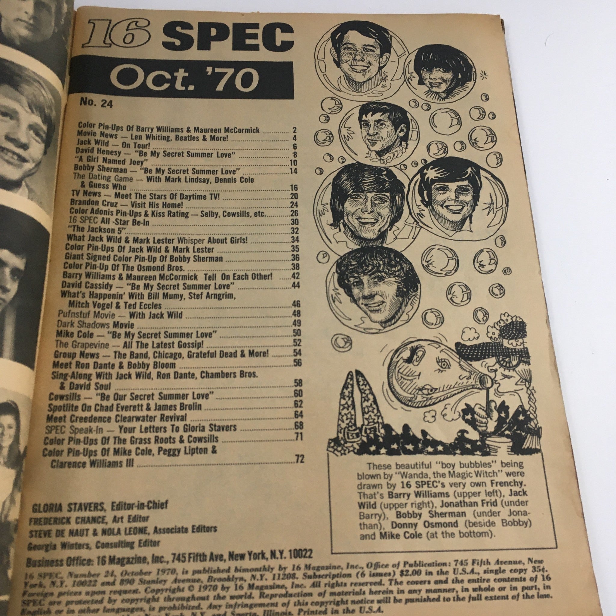 16 Spec Magazine October 1970 Bob, Mike, Barry, David & Adonis Favs, No Label