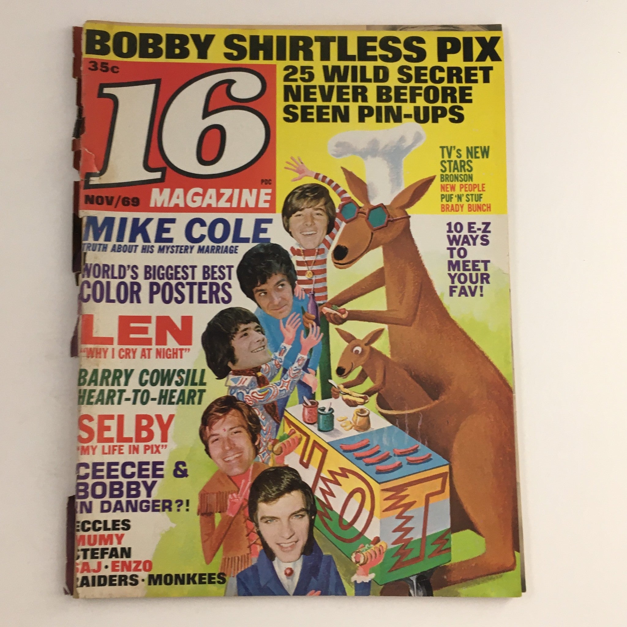 16 Magazine November 1969 Mike Cole, Barry Cowsill, CeeCee & Bobby, No Label