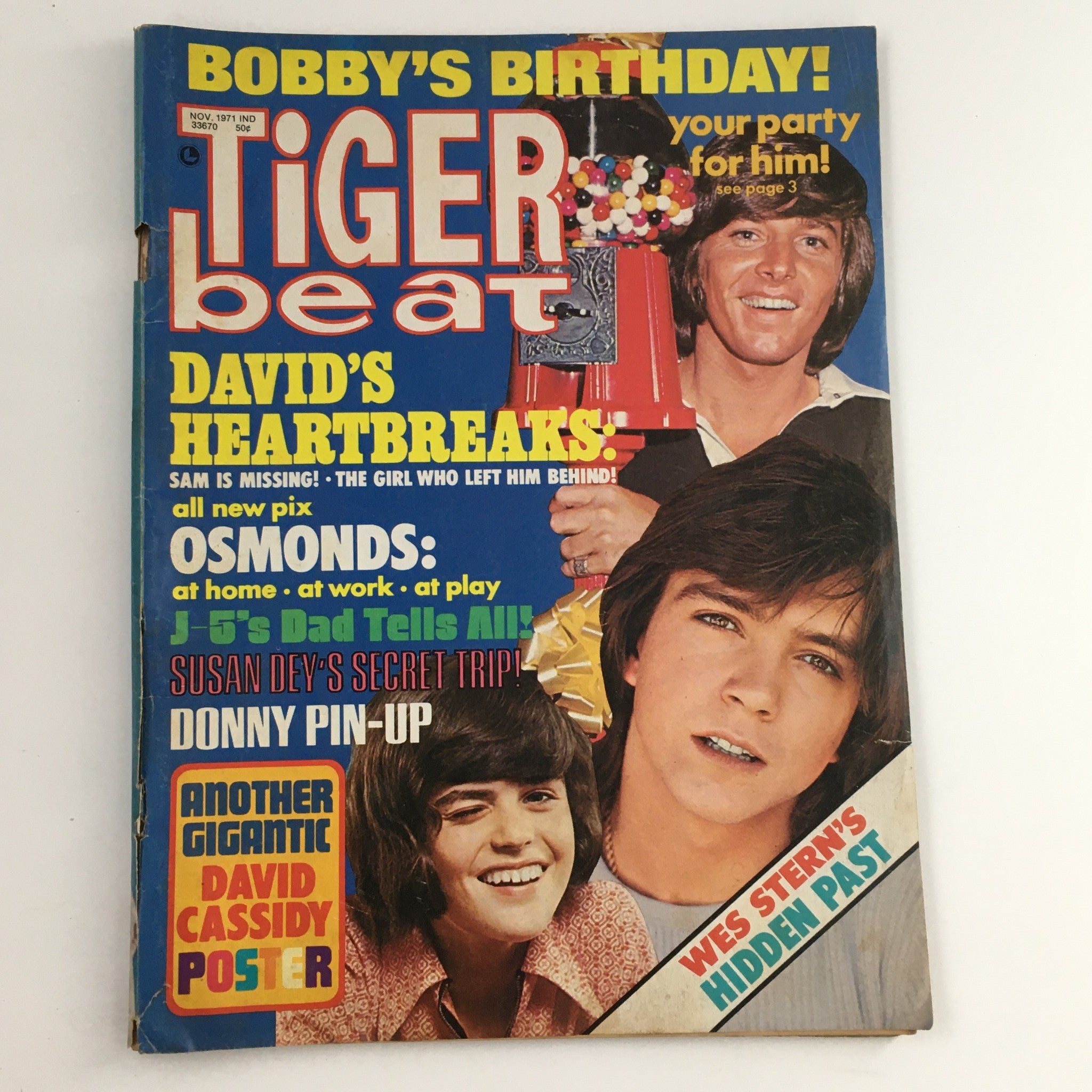 Tiger Beat Magazine November 1971 David Cassidy The Jackson 5 w Poster, No Label