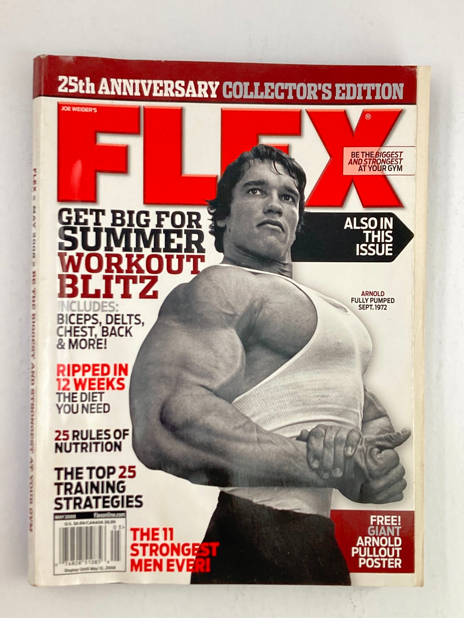 Joe Weider's Flex Magazine May 2008 Arnold Schwarzenegger w Poster No Label