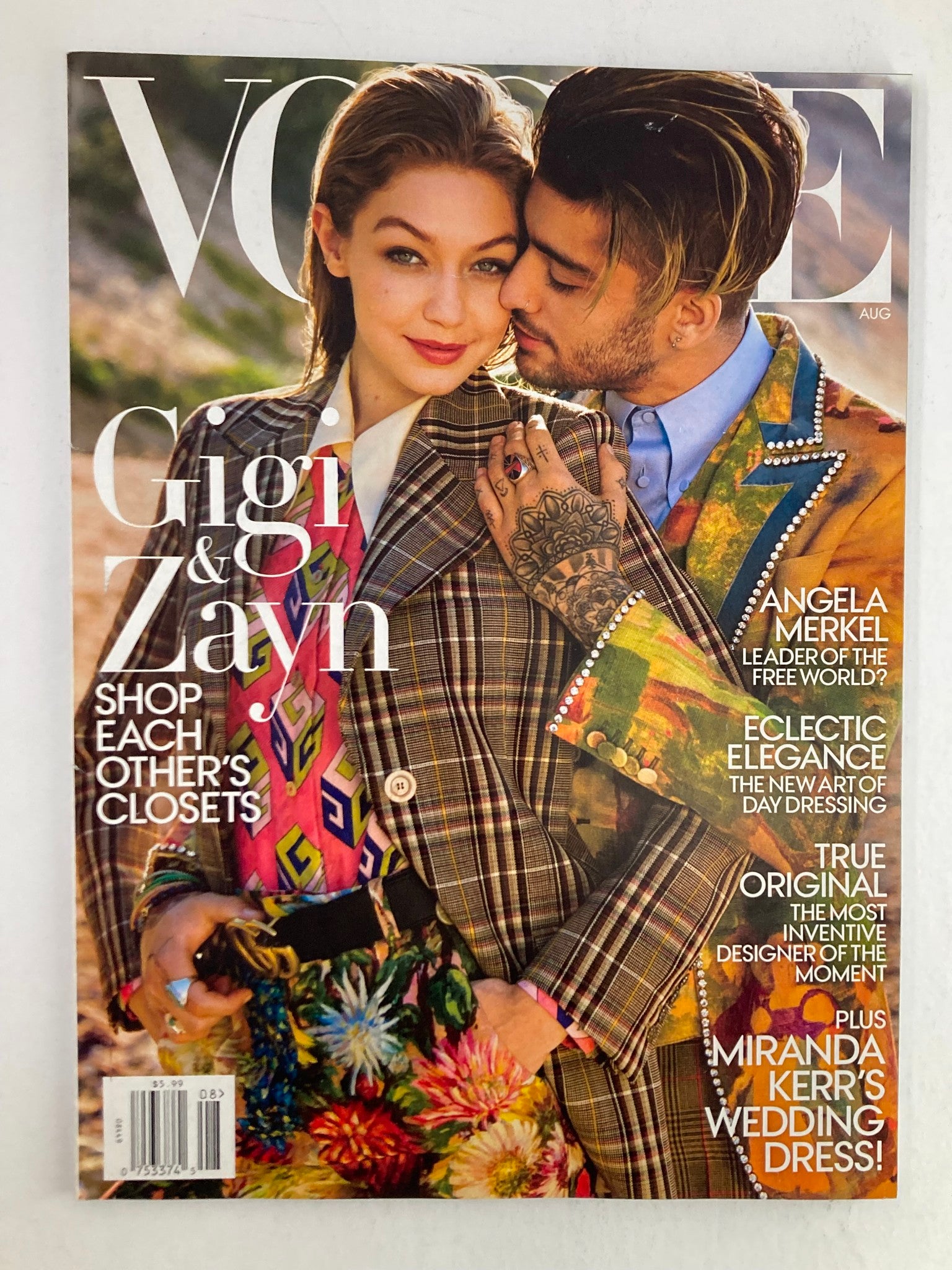 Vogue Magazine August 2017 Gigi Hadid and Zayn Malik Cover No Label