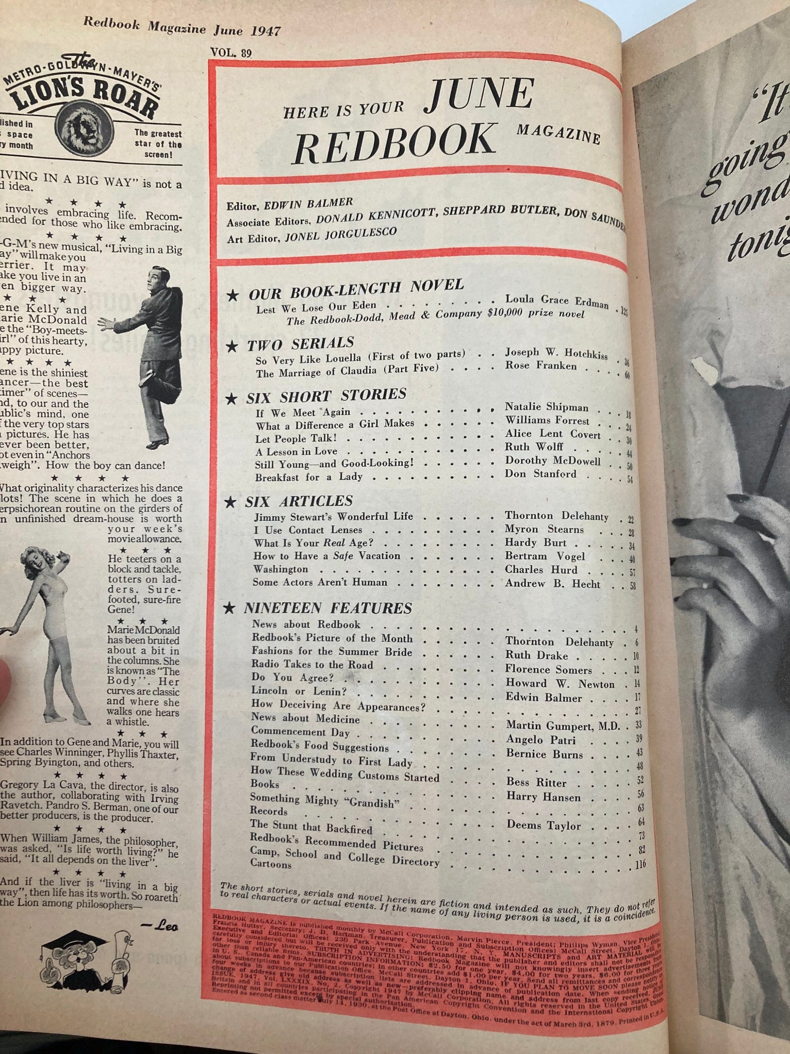 VTG Redbook Magazine June 1947 Vol 89 Jimmy Stewart's Wonderful Life No Label