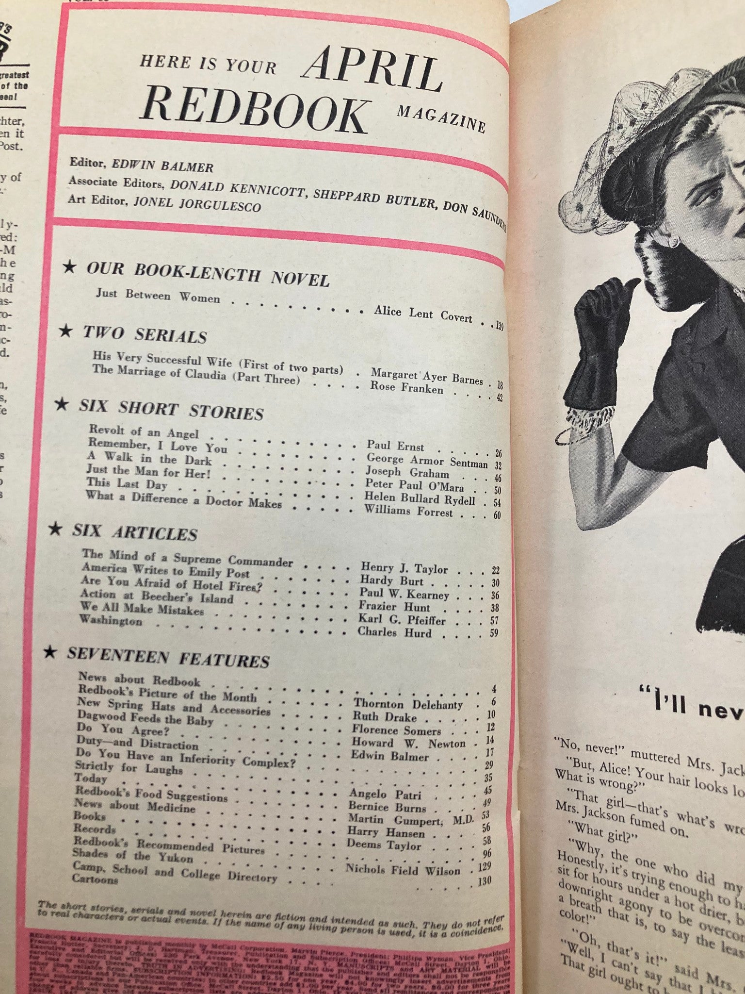 VTG Redbook Magazine April 1947 2-Part Story by Margaret Ayer Barnes No Label