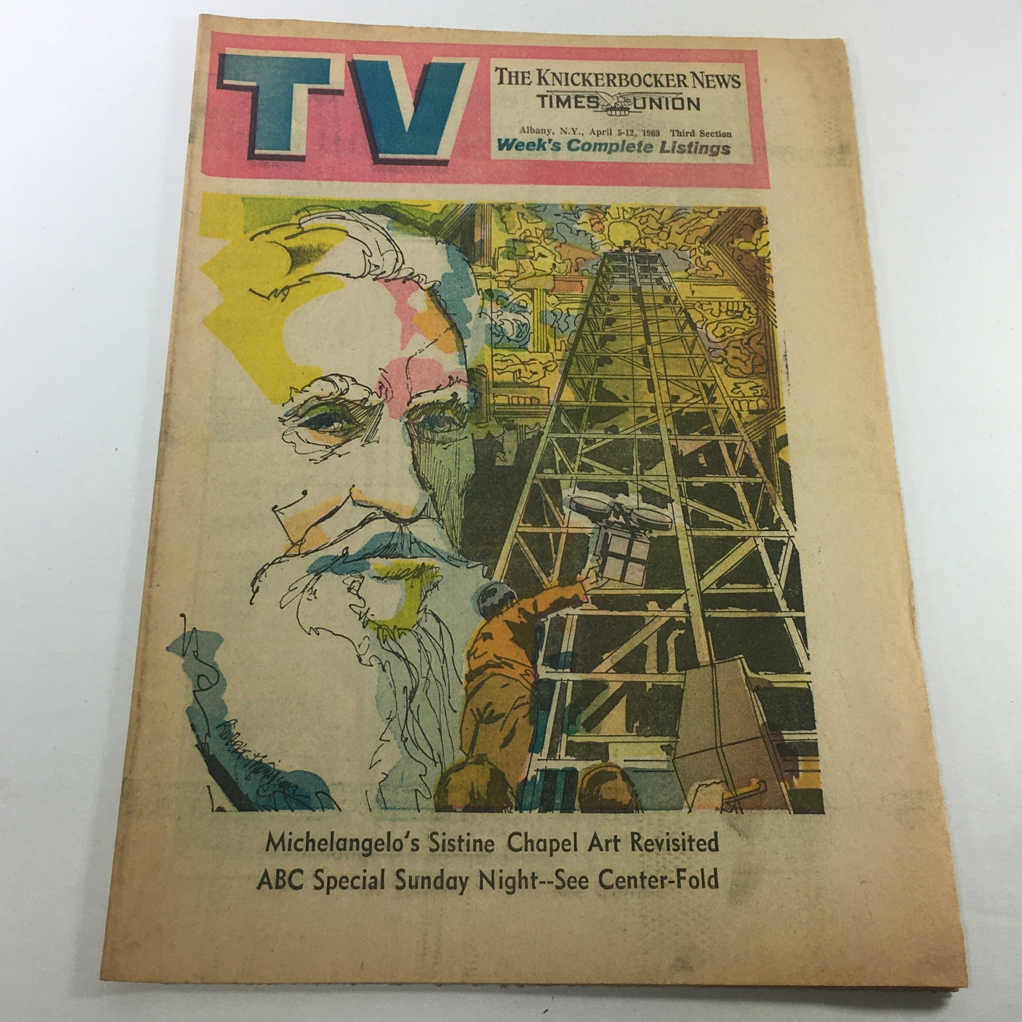 VTG TV Week's Complete TV Listings April 5-12 1969 Michelangelo's Sistine Chapel