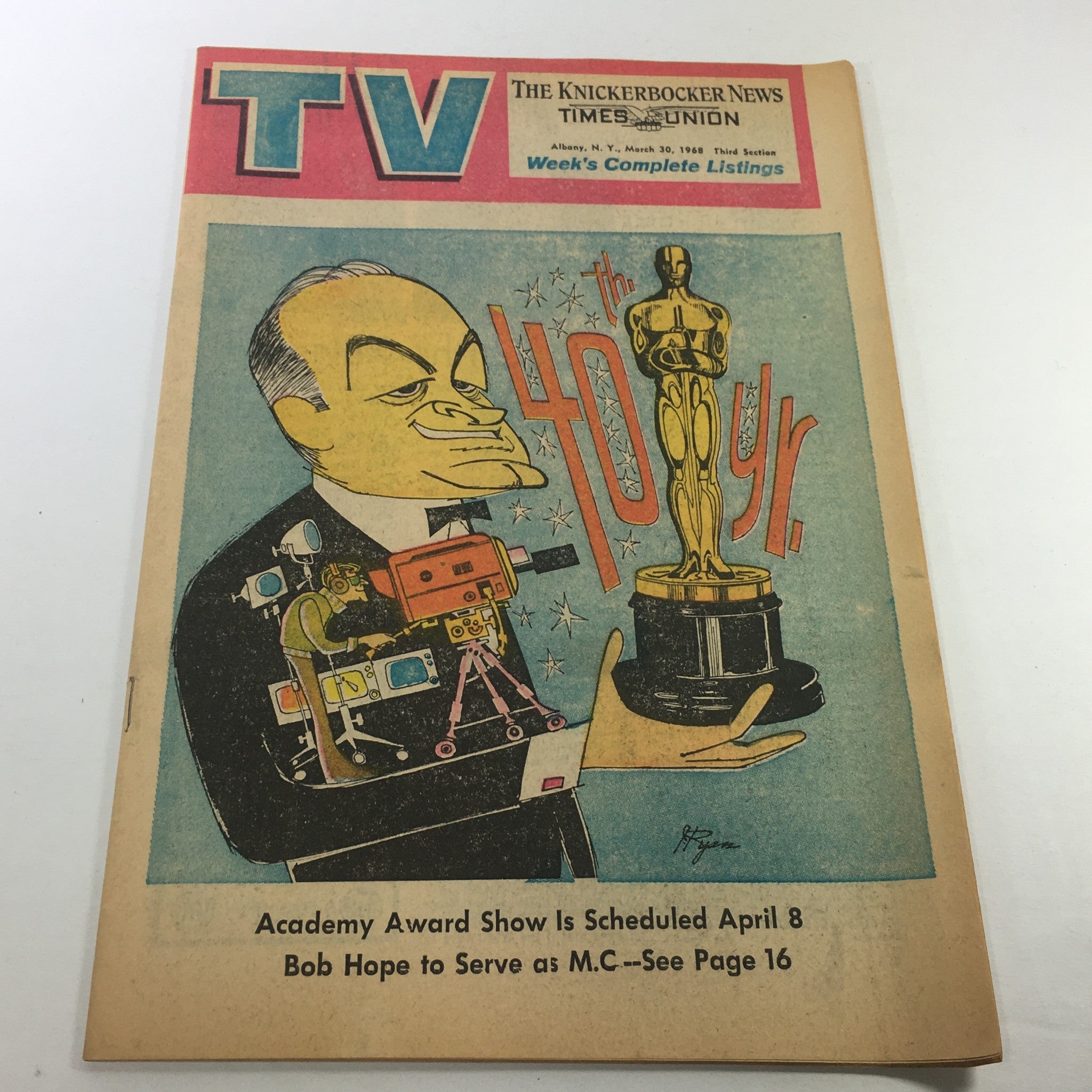 VTG TV Week's Complete TV Listings March 30 1968 - Bob Hope Serve as M.C.