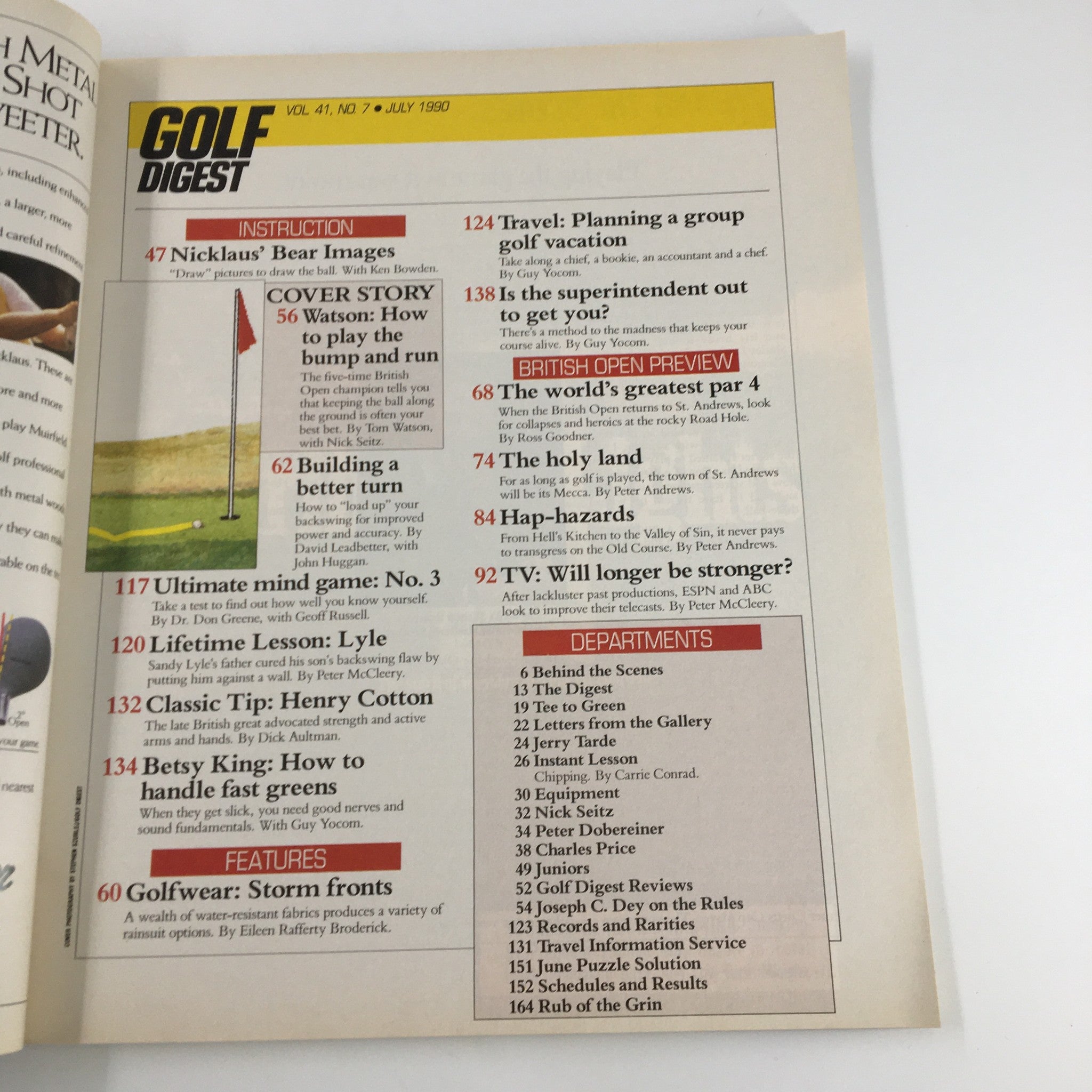 Golf Digest Magazine July 1990 Tom Watson 5-Time British Open Champion No Label