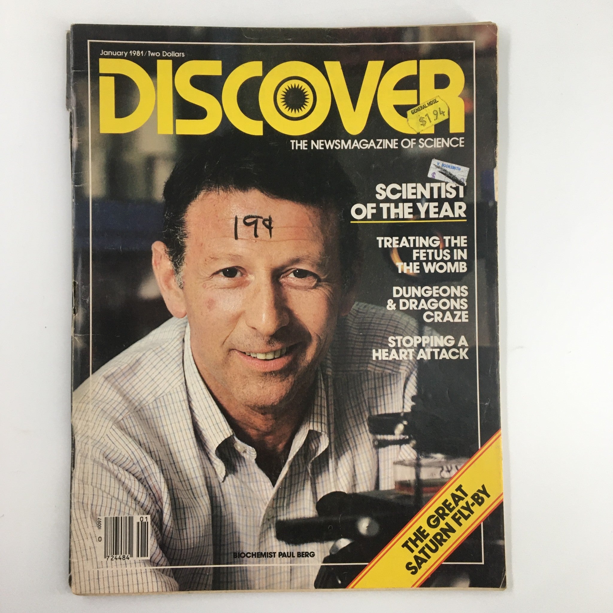 VTG Discover Magazine January 1981 Scientist Biochemist Paul Berg No Label