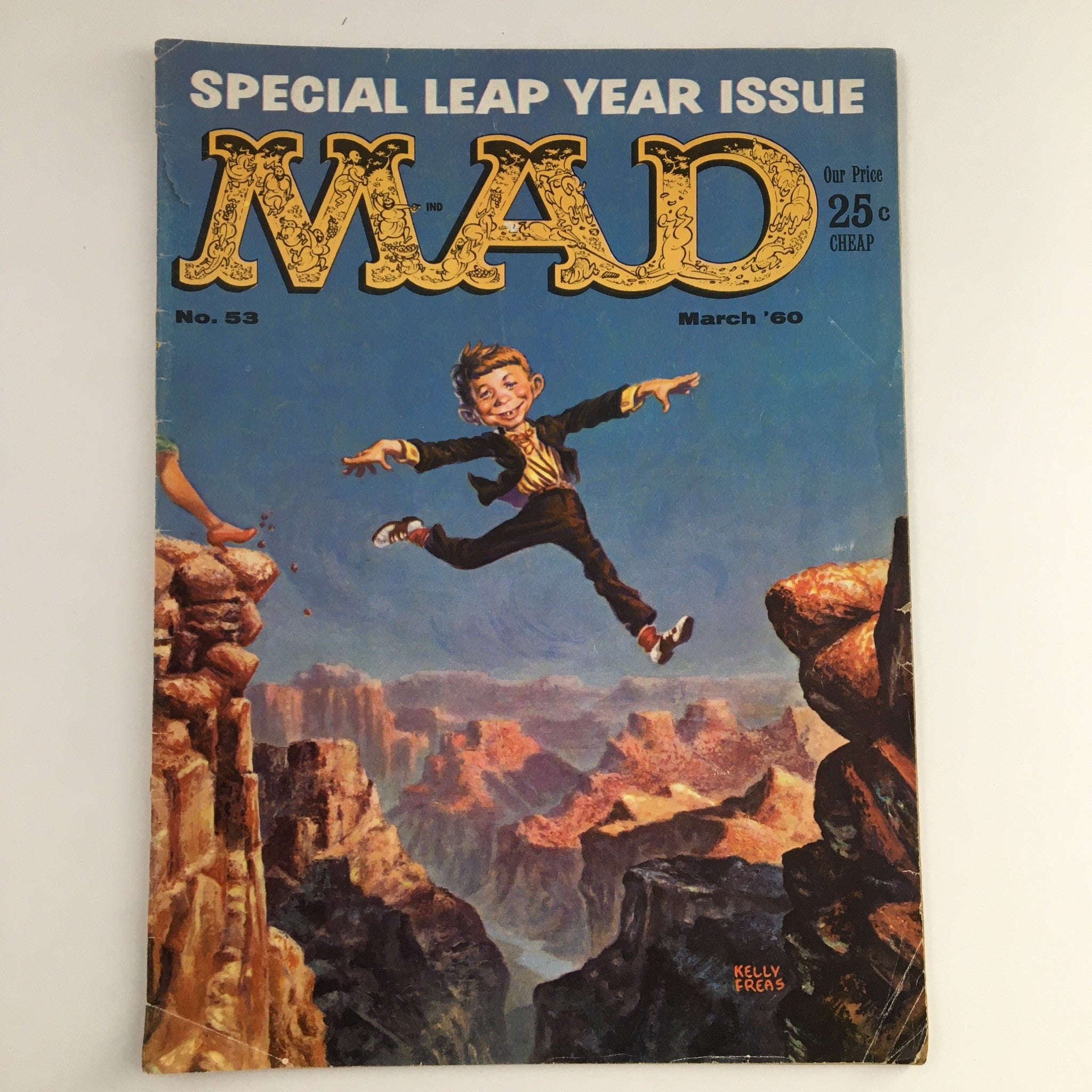 Mad Magazine March 1960 No. 53 Special Leap Year Issue cover featuring a playful cartoon character against a scenic backdrop.