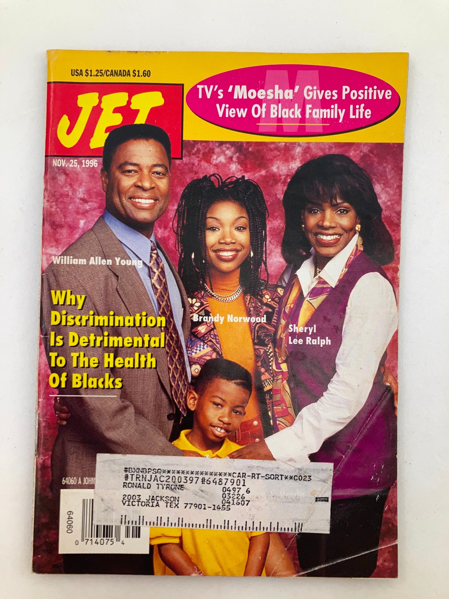 Jet Magazine November 25 1996 Vol 91 #2 William Allen Young, Brandy Norwood