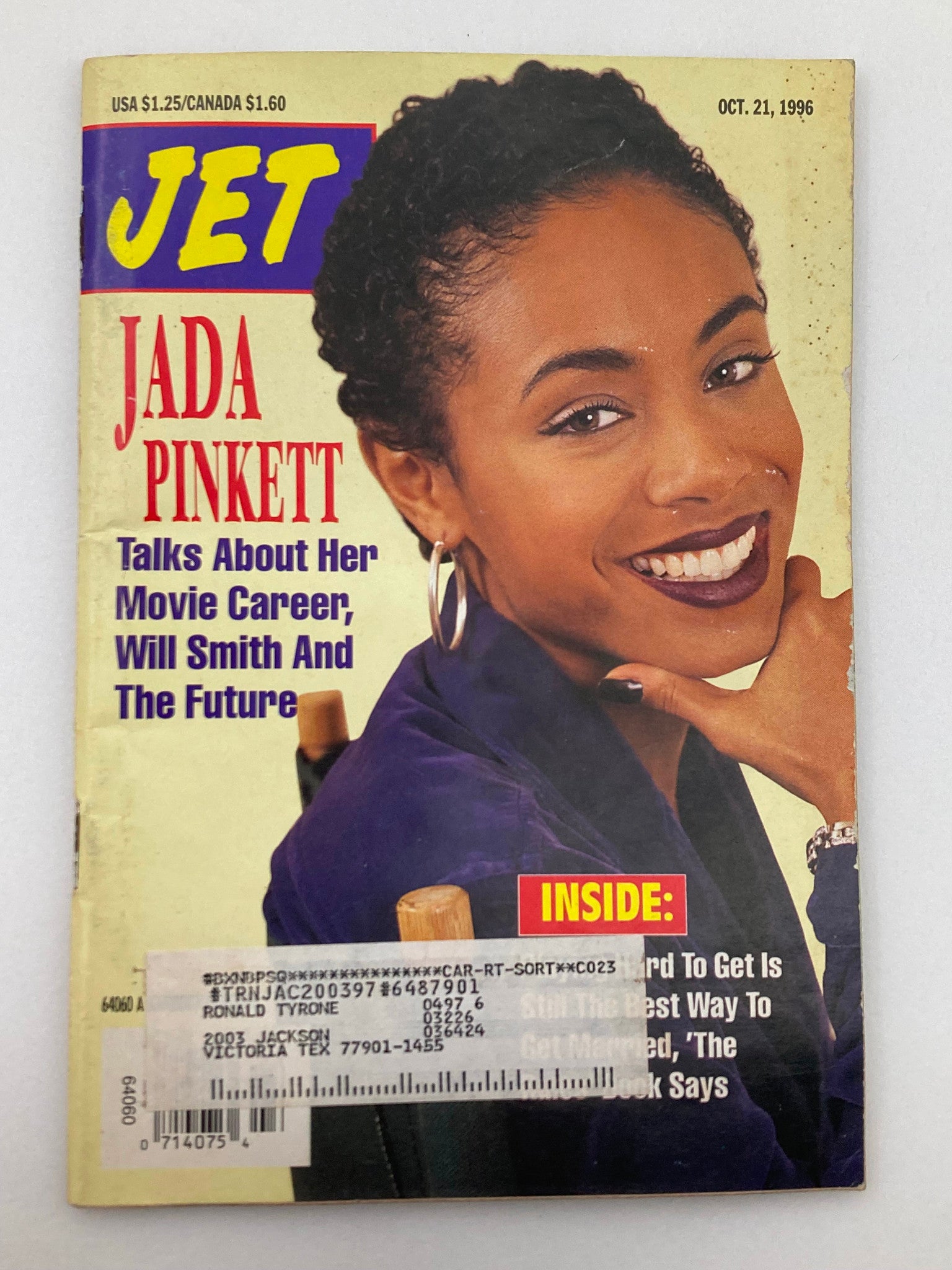 Jet Magazine October 21 1996 Vol 90 #23 Jada Pinkett and Will Smith