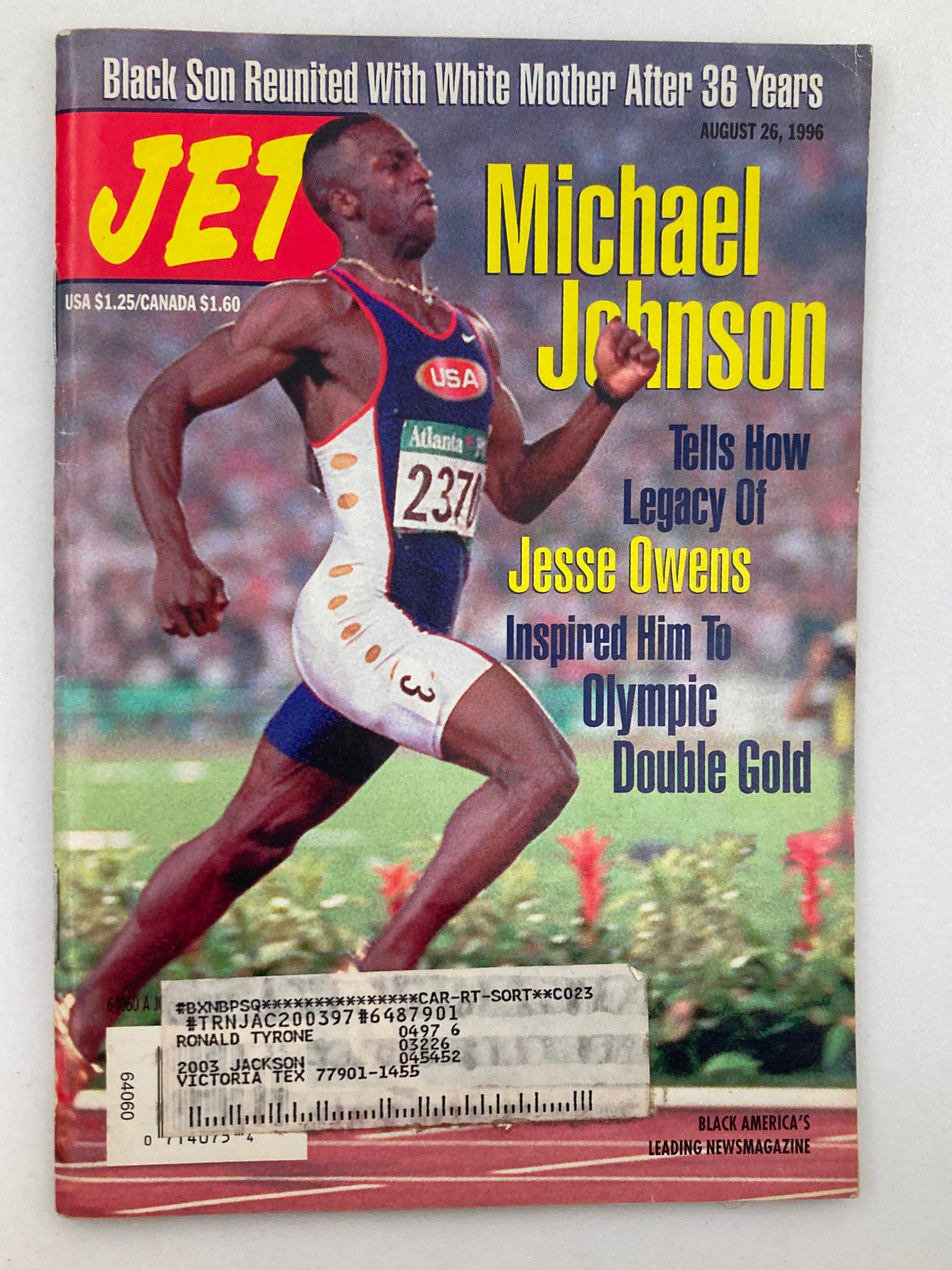 VTG Jet Magazine August 26 1996 Vol 90 #15 Michael Johnson and Jesse Owens