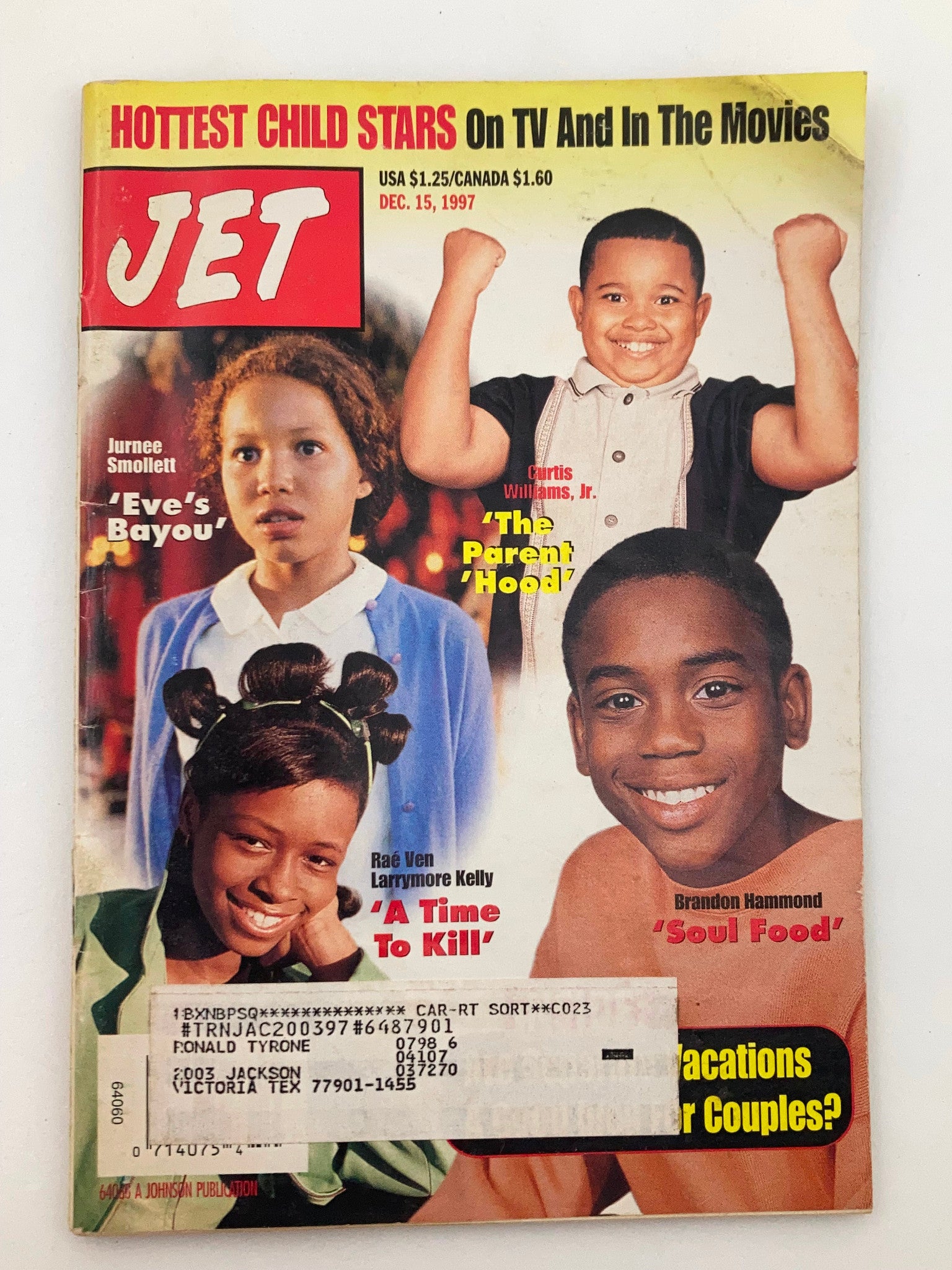 Jet Magazine December 15 1997 Vol 93 #4 Jurnee Smollett, Curtis Williams Jr.