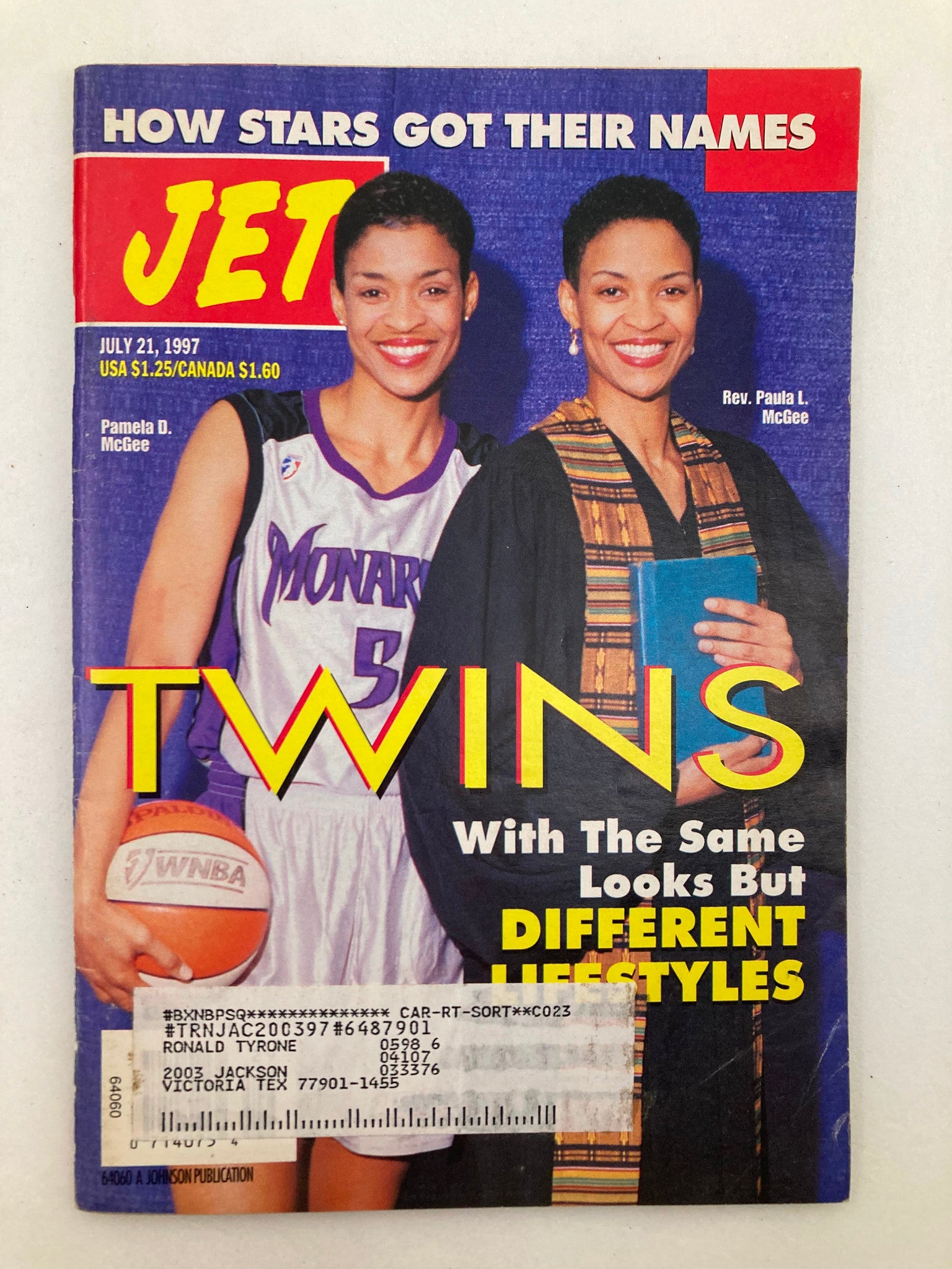 Jet Magazine July 21 1997 Vol 92 #9 Pamela D. McGee and Rev. Paula L. McGee