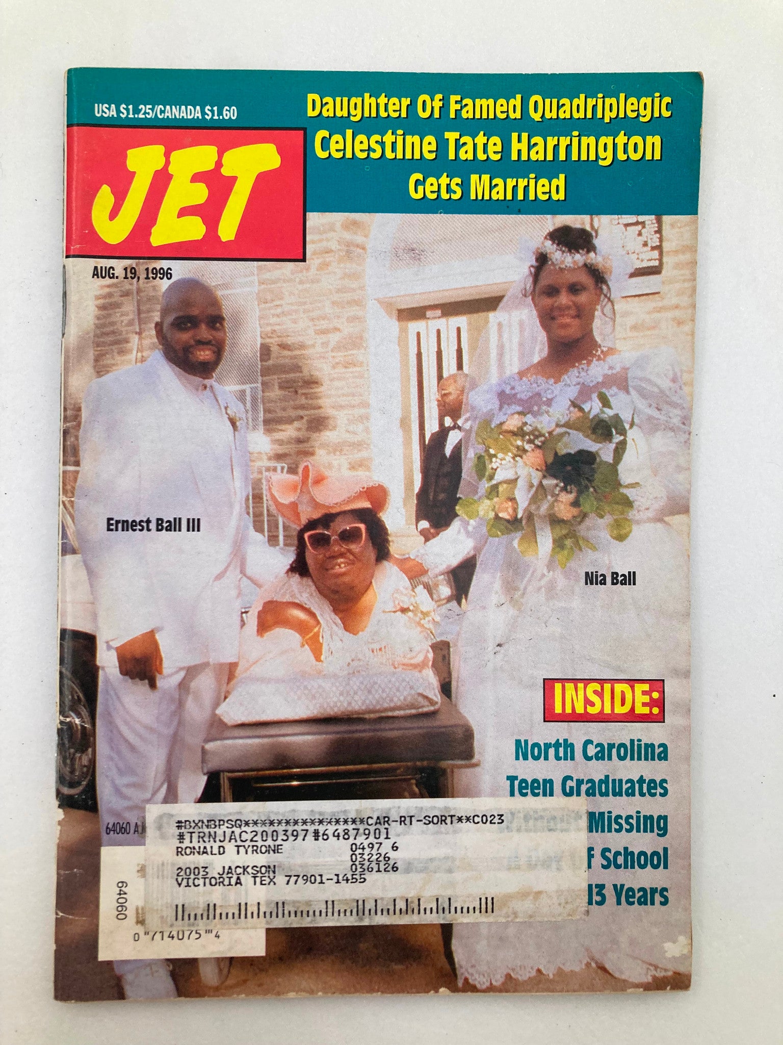 Jet Magazine August 19 1996 Vol 90 #14 Tate Harrington, Nia & Ernest Ball III