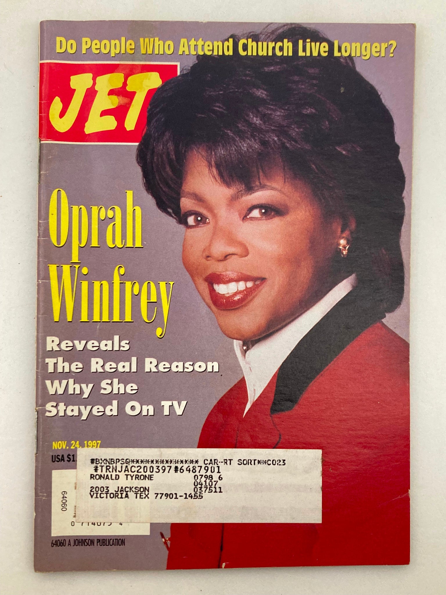 Jet Magazine November 24 1997 Vol 93 #1 Oprah Winfrey & Evander Holyfield