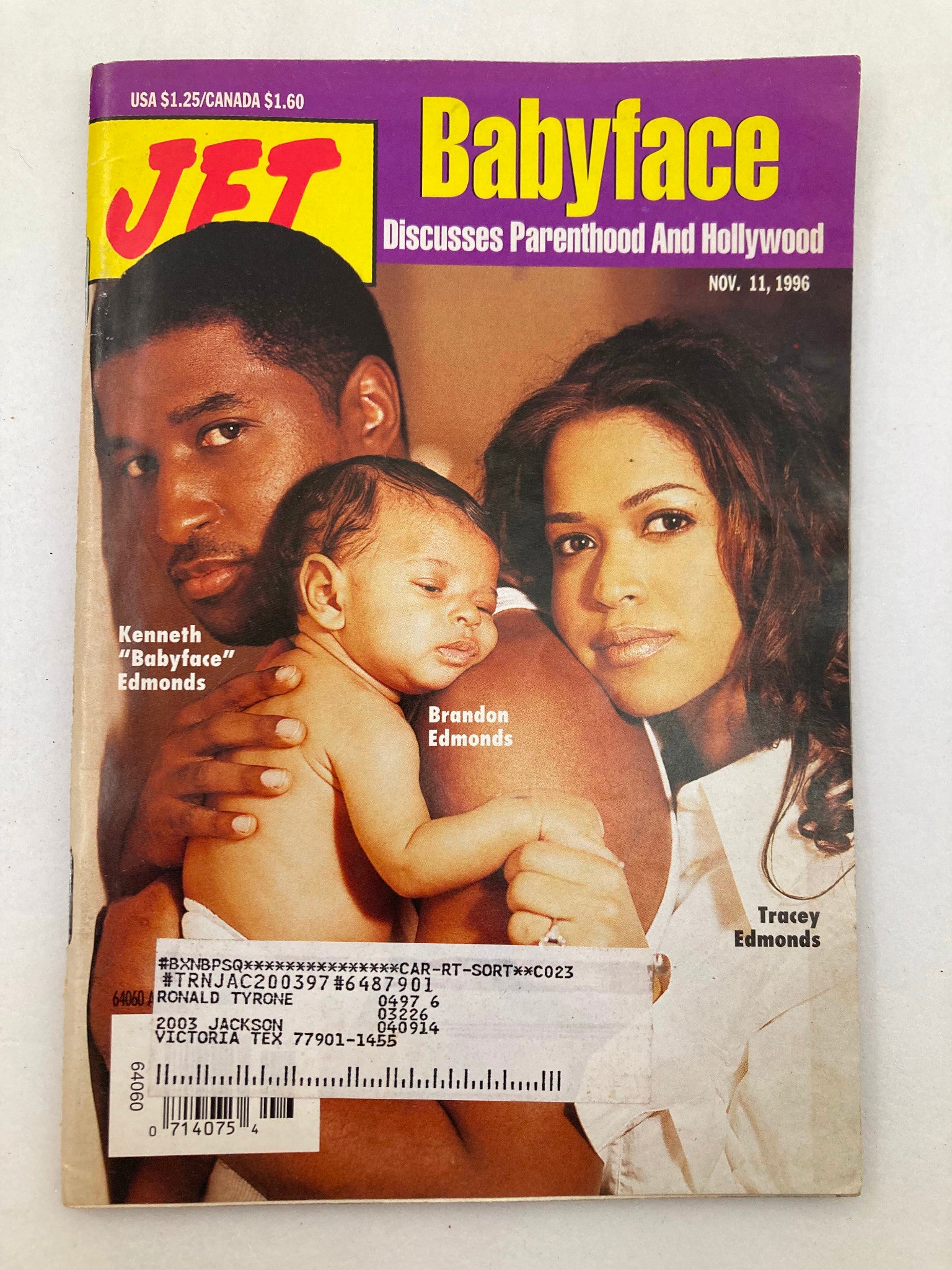 Jet Magazine November 11 1996 Vol 90 #26 Babyface and Wife Tracey Edmonds