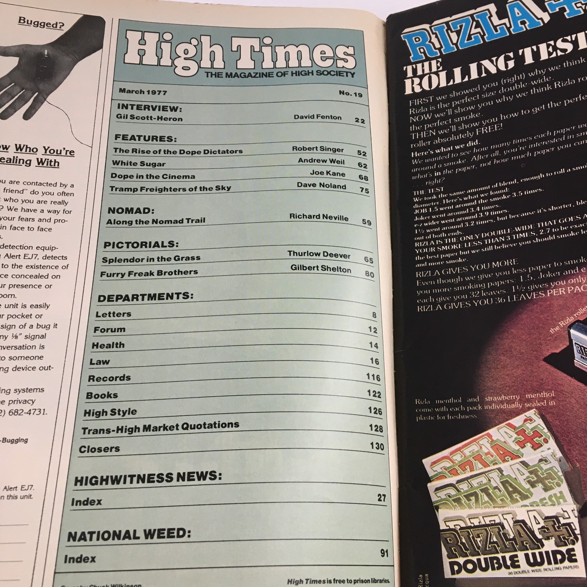 High Times Magazine March 1977 Dope Dictators & Gil Scott Heron, No Label