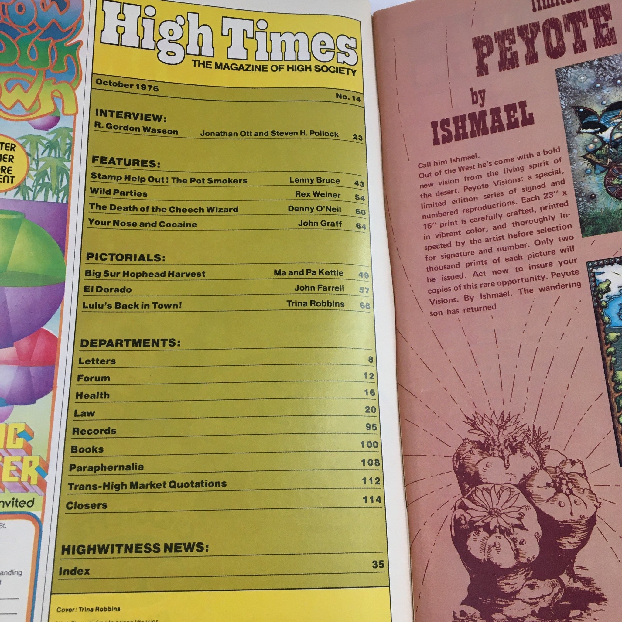 High Times Magazine October 1976 lulu's Back In Town & Gordon Wasson, No Label