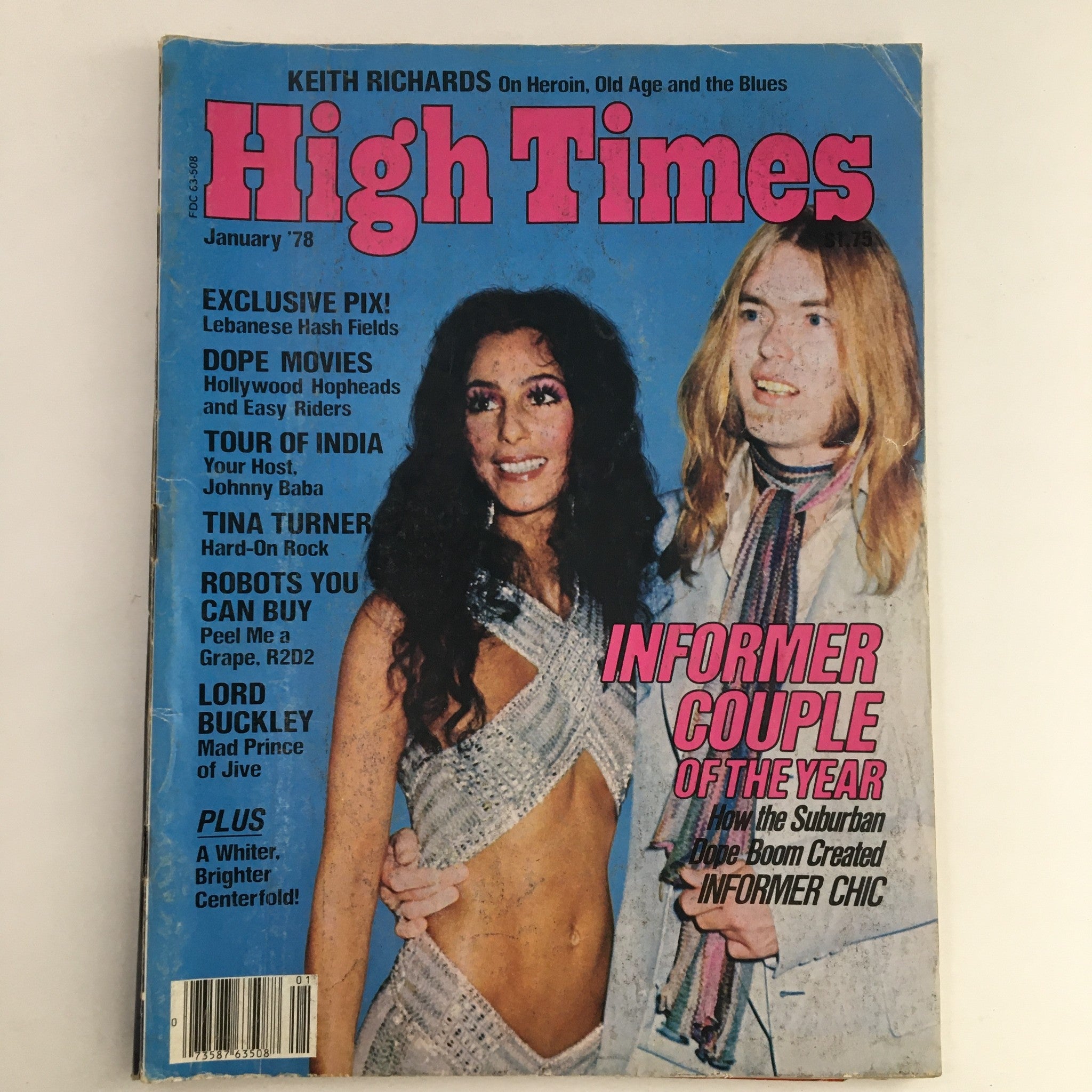 High Times Magazine January 1978 Cher, Keith Richards on Heroin Blues, No Label