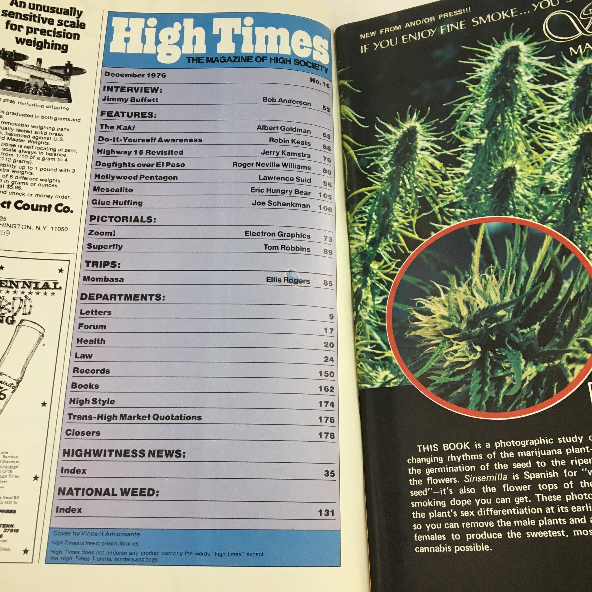 High Times Magazine December 1976 Henry A Kissinger vs Marijuana, No Label VG