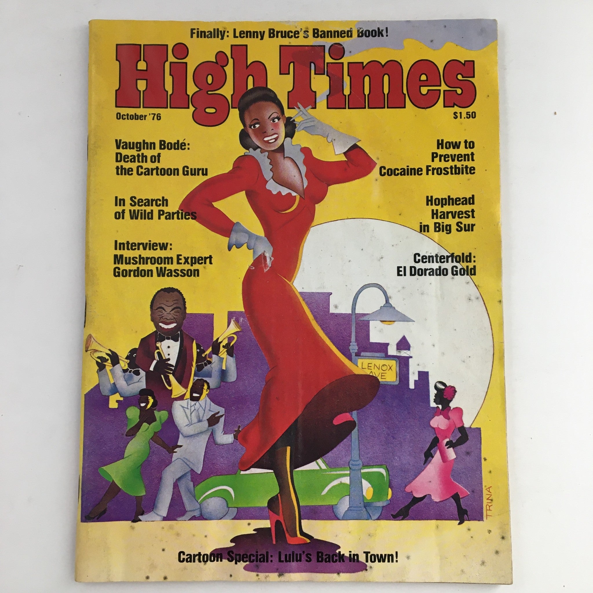 High Times Magazine October 1976 featuring mushroom expert Gordon Wasson on the cover, showcasing distinct vintage artwork and cultural references from the 1970s.