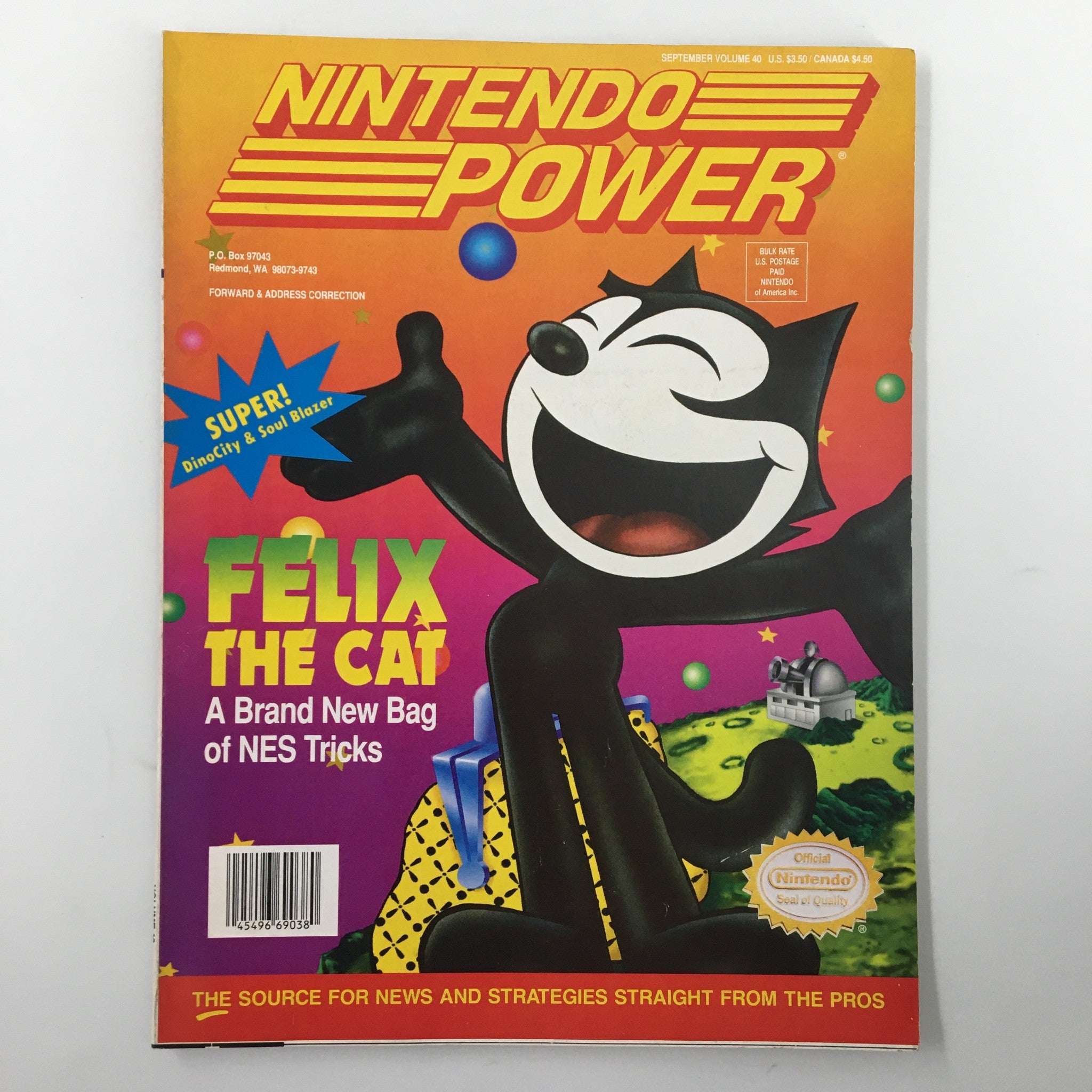 Nintendo Power Magazine September 1992 #40 Felix The Cat w Poster No Label