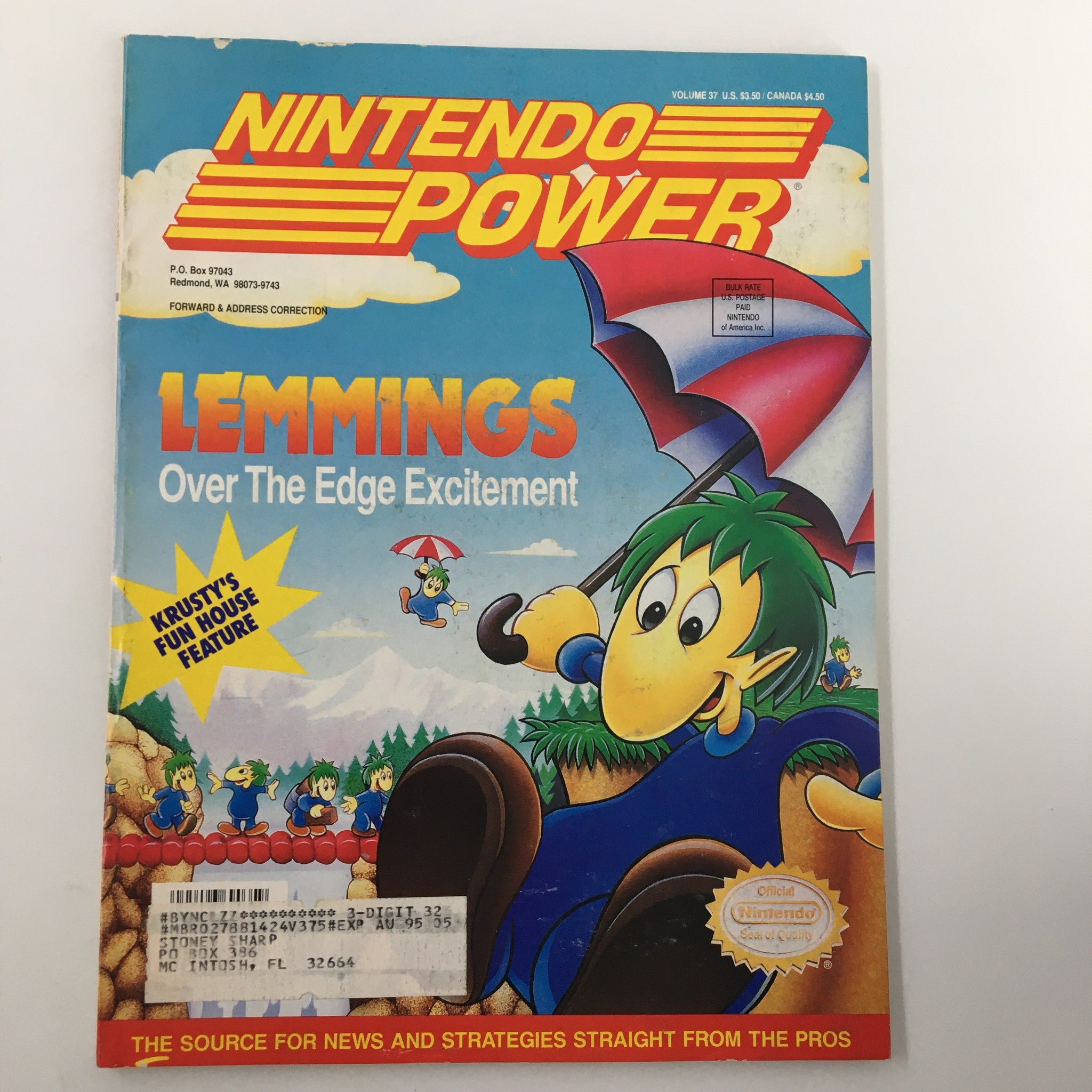 Nintendo Power Magazine June 1992 #37 Lemmings Over The Edge Excitement w Poster