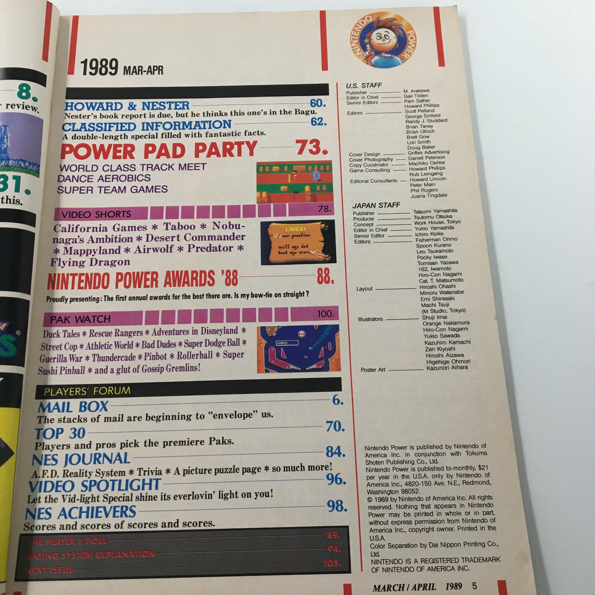 Nintendo Power March 1989 with Poster