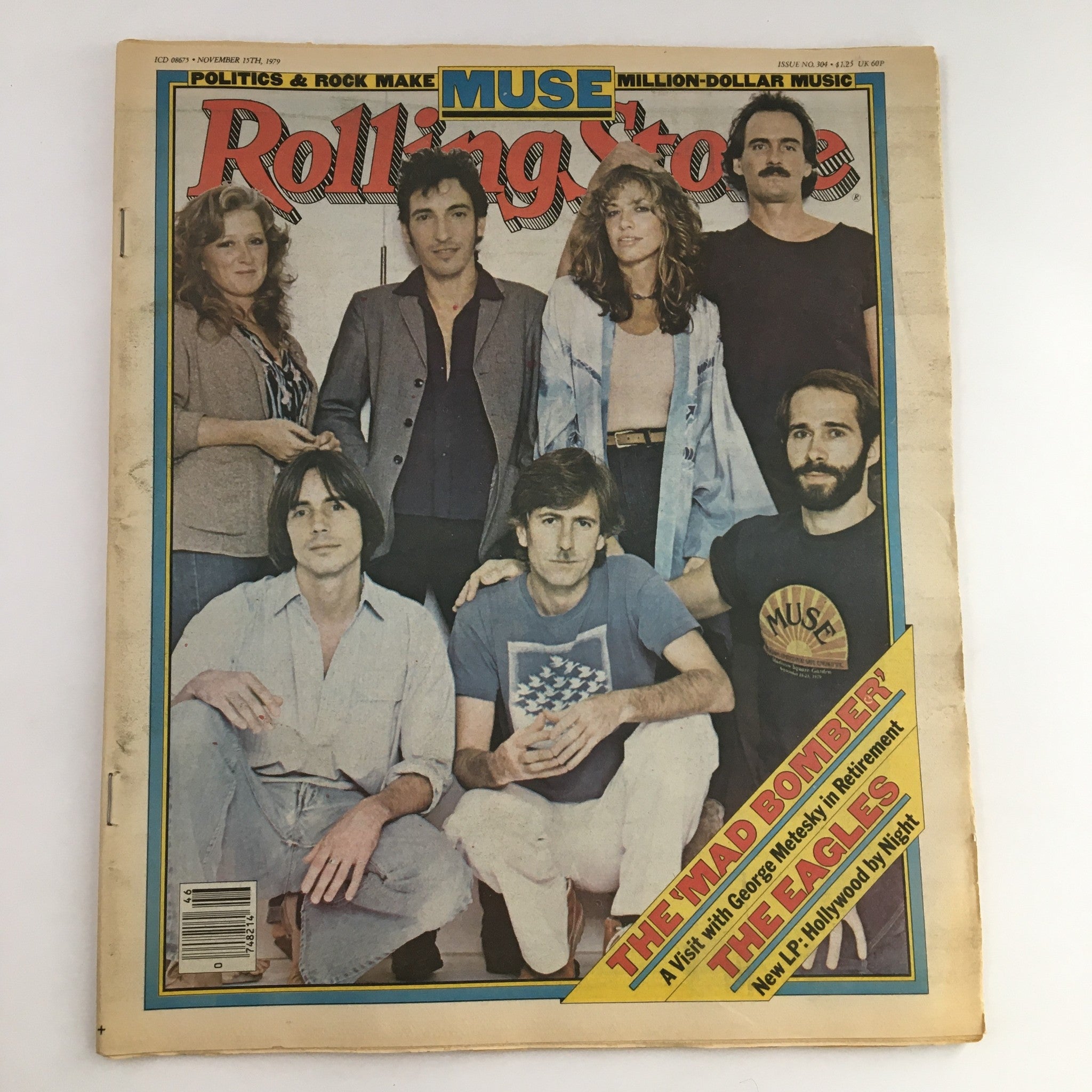 Rolling Stone Magazine cover from November 15, 1979, featuring the band Muse and a theme on 'The Mad Bomber'. This vintage magazine captures the essence of 1970s music culture.