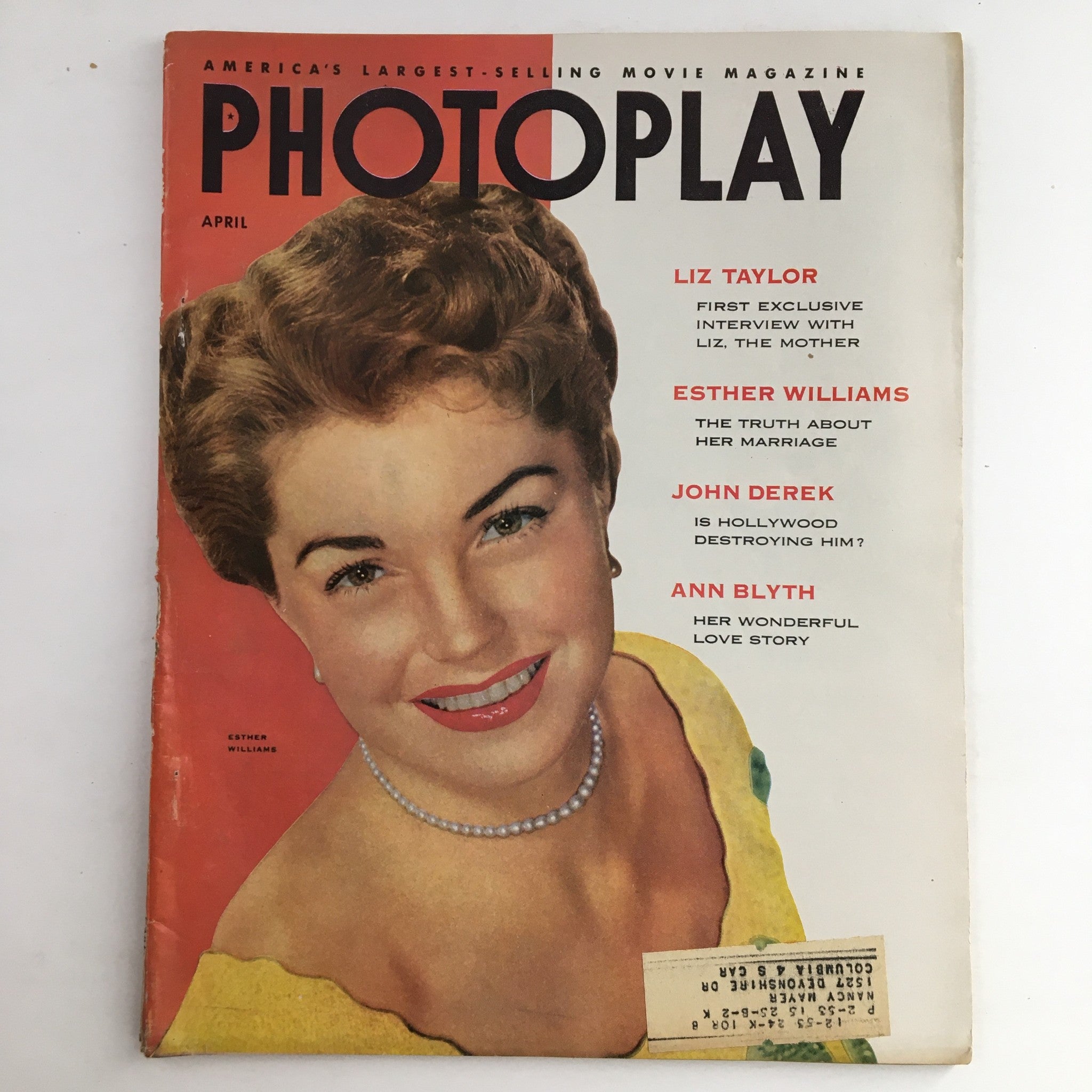 Photoplay Magazine April 1953 Esther Williams, Liz Taylor, John Derek, Ann Blyth