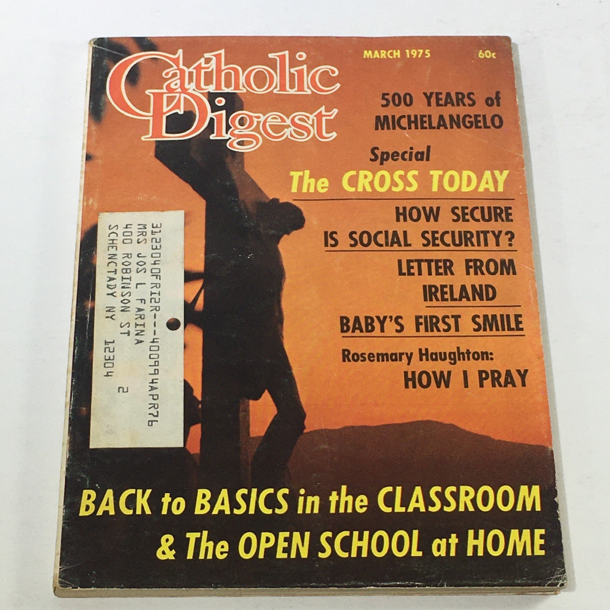 VTG Catholic Digest Magazine March 1975 - Rosemary Houghton / Michelangelo