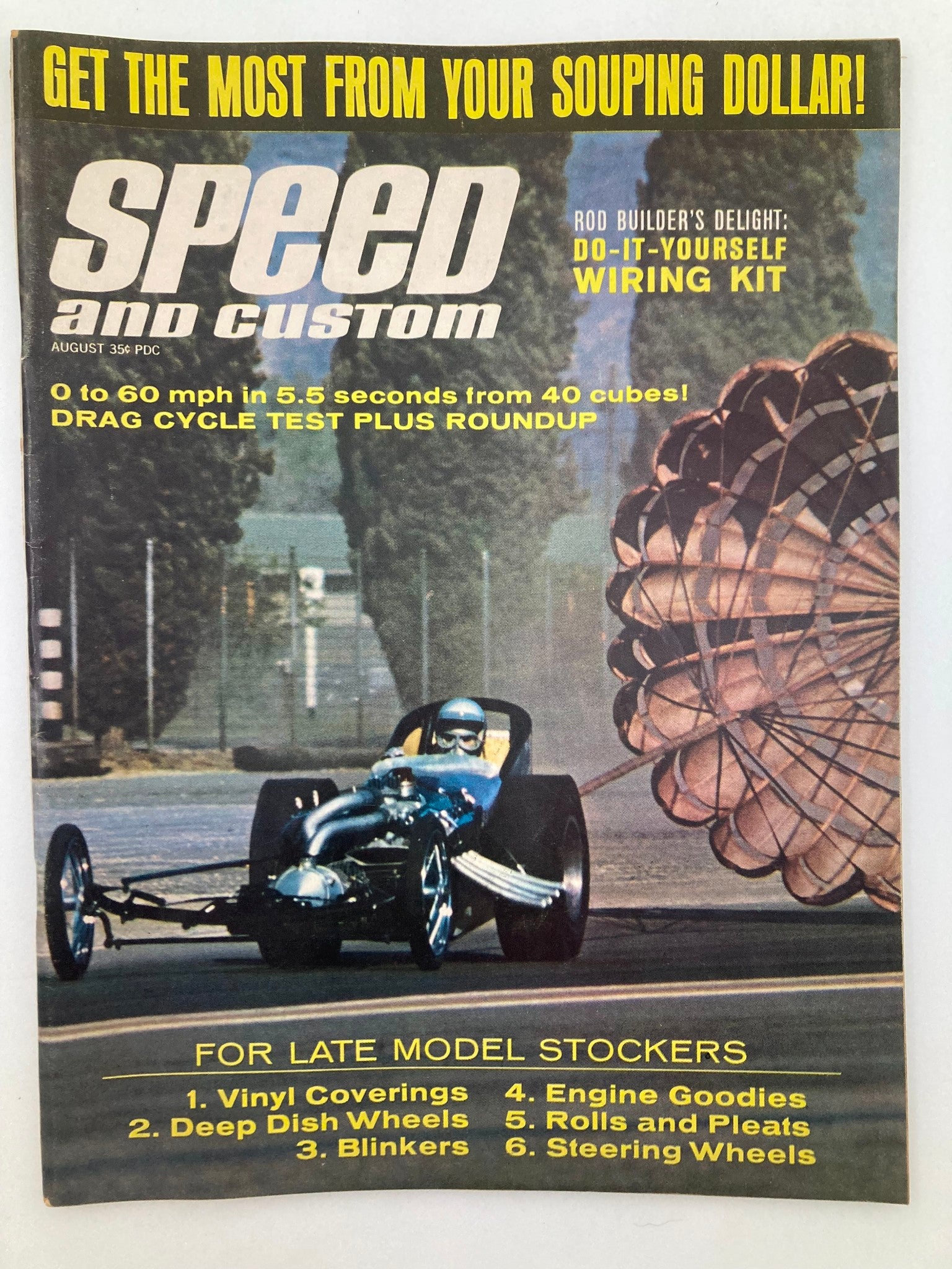 VTG Speed & Custom Magazine August 1964 Vol 12 #6 Drag Cycle Test No Label