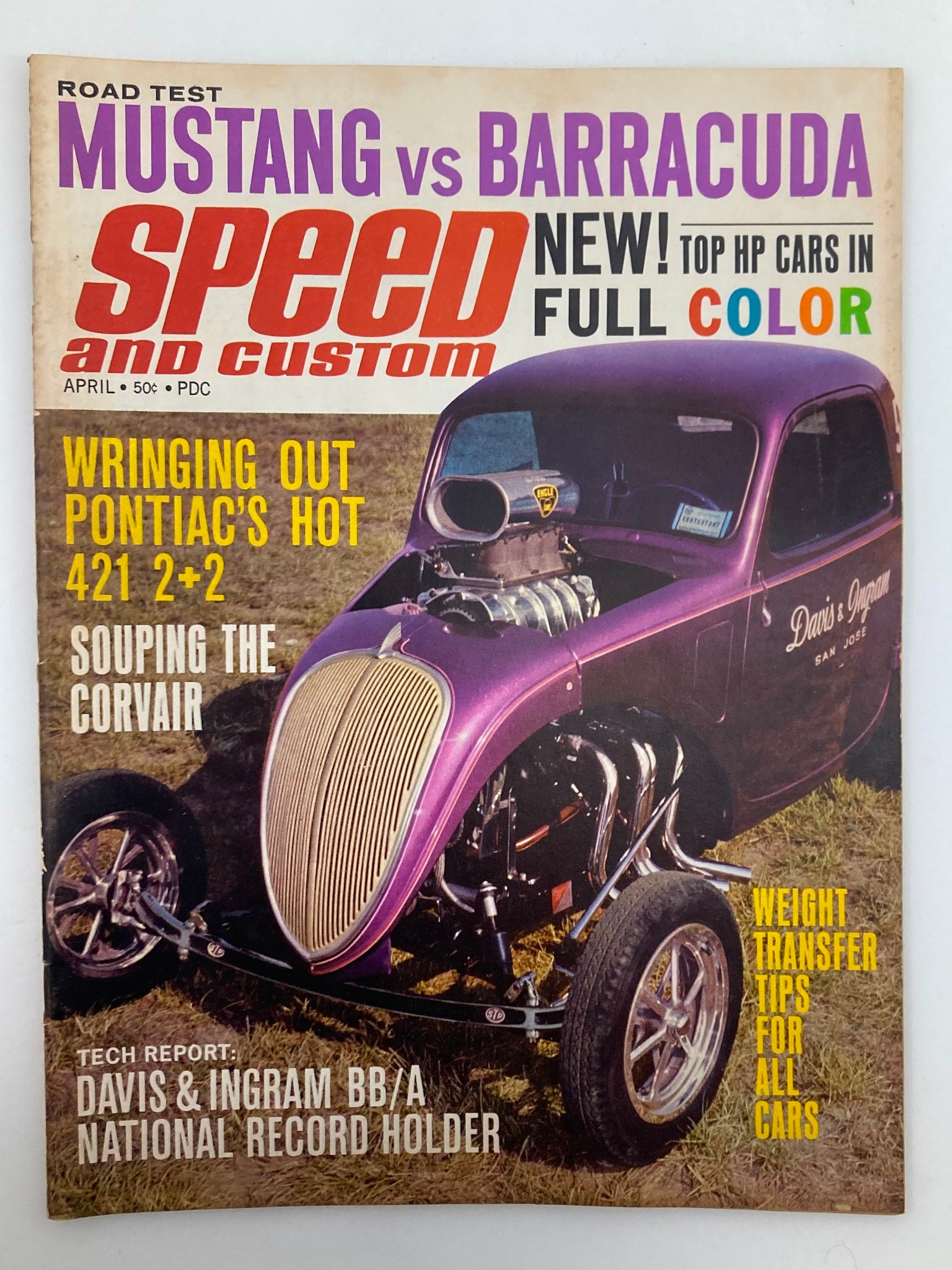 VTG Speed & Custom Magazine April 1965 Vol 13 #4 Mustang vs Barracuda No Label