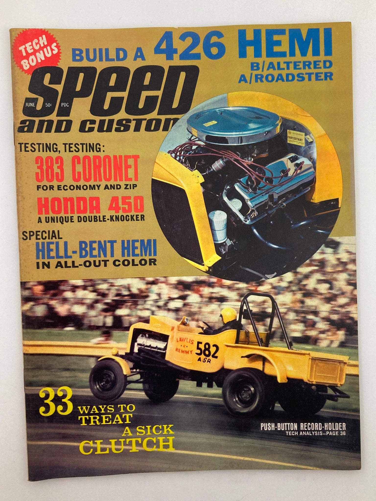 VTG Speed & Custom Magazine June 1966 Vol 14 #5 Hell-Bent Hemi No Label