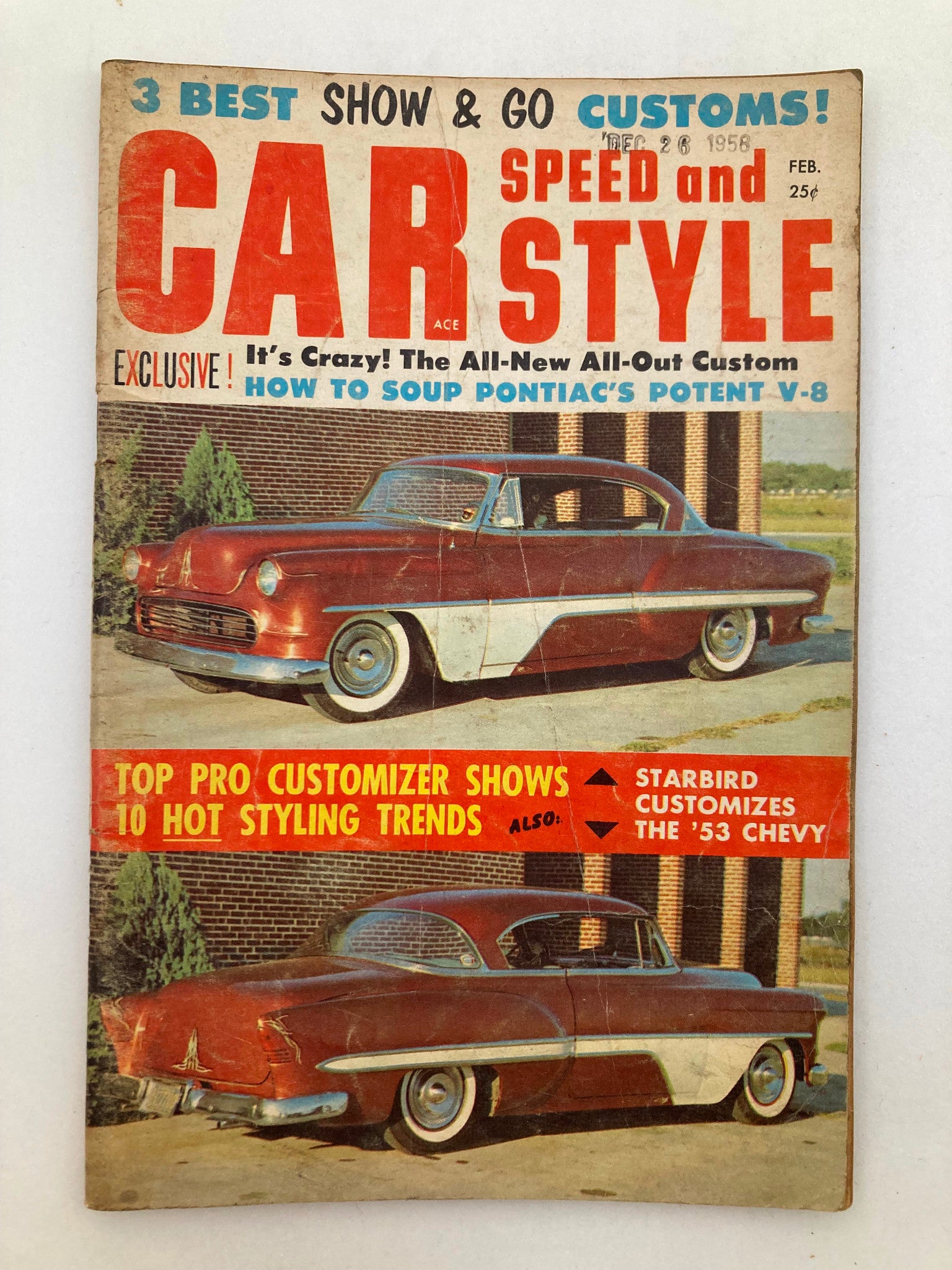 VTG Car Speed & Style Magazine February 1959 Vol 3 #2 Pontiac Potent V8 No Label