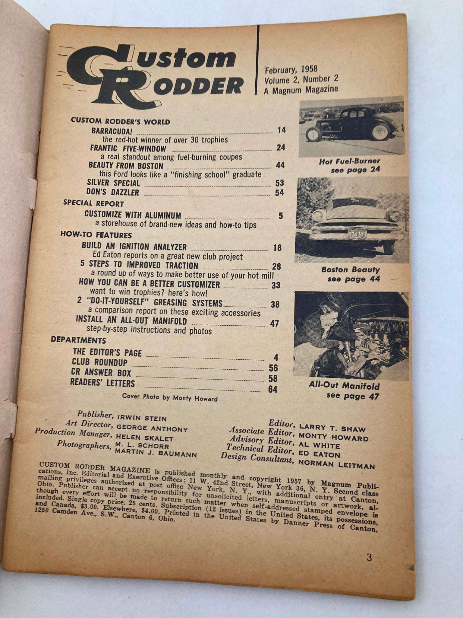 VTG Custom Rodder Magazine February 1958 Vol 2 #2 The Barracuda Winner No Label