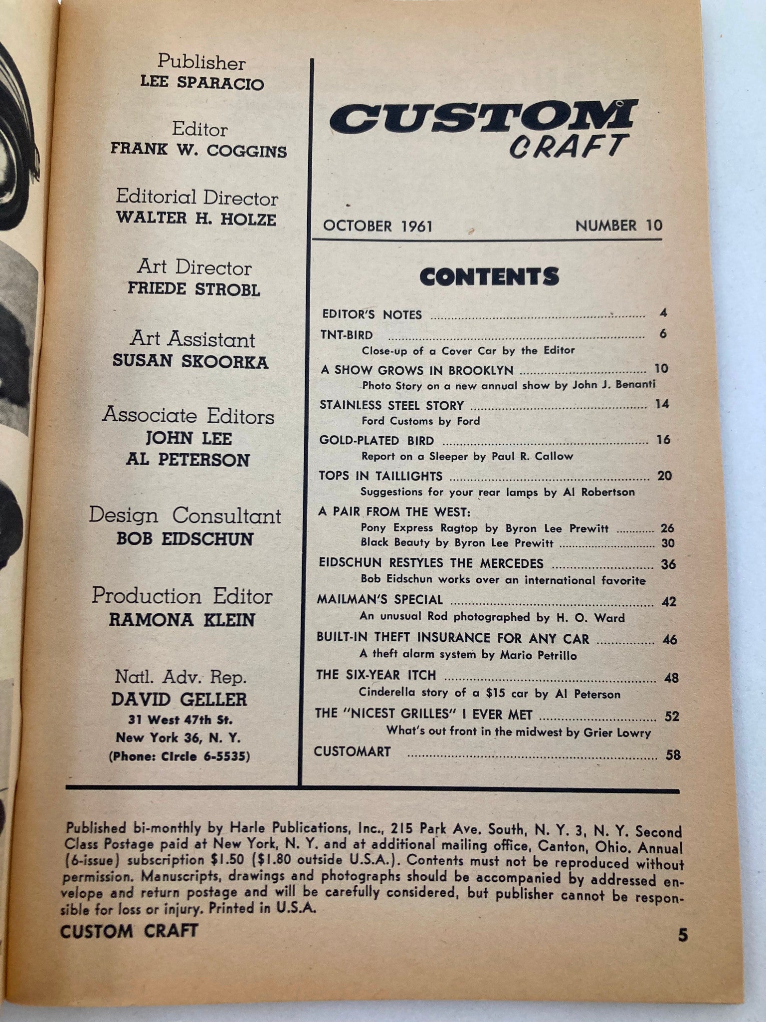 VTG Custom Craft Magazine October 1961 #10 Low-Cost Customizing No Label