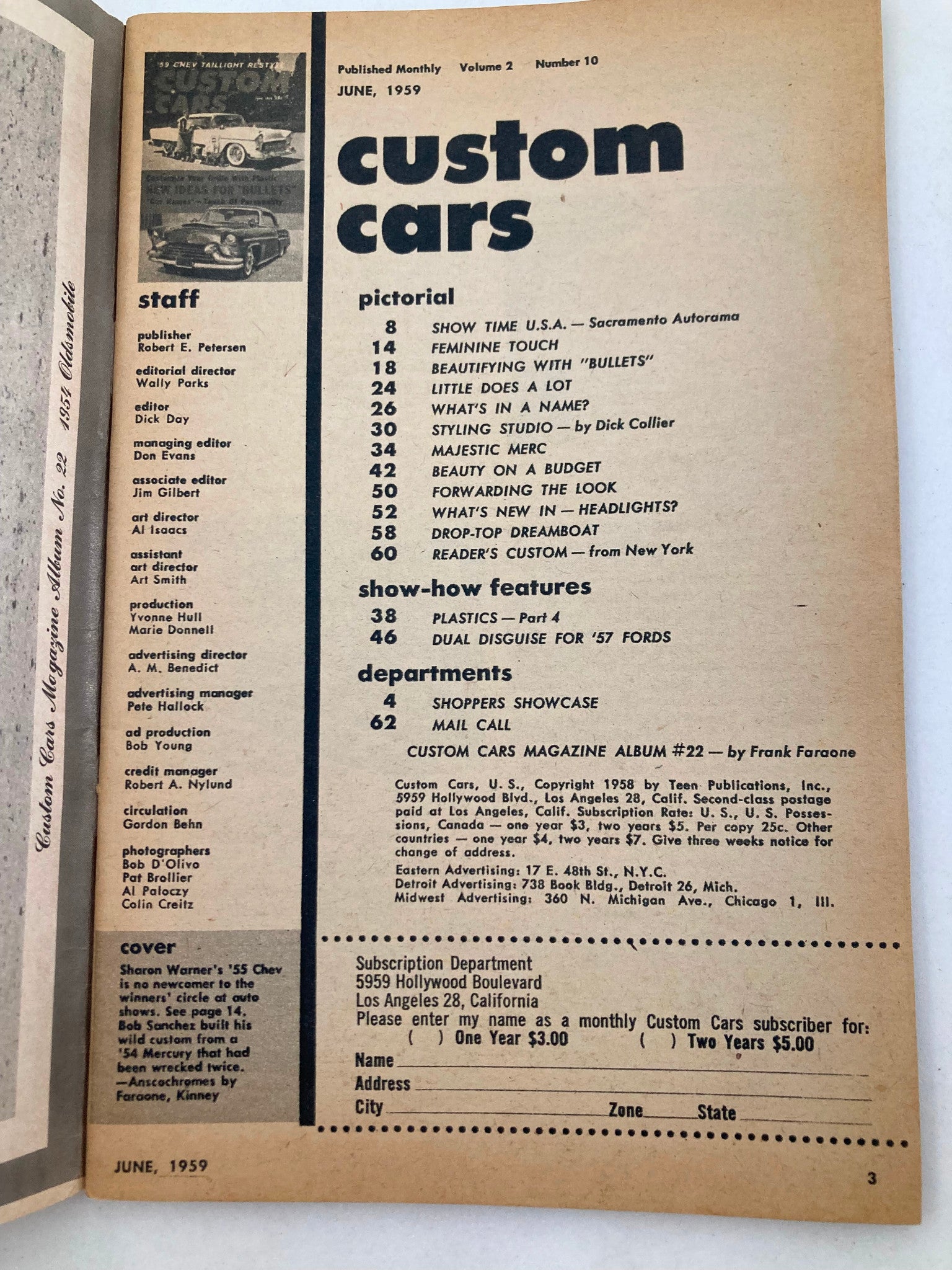 VTG Custom Cars Magazine June 1959 Vol 2 #10 Show Time U.S.A. No Label