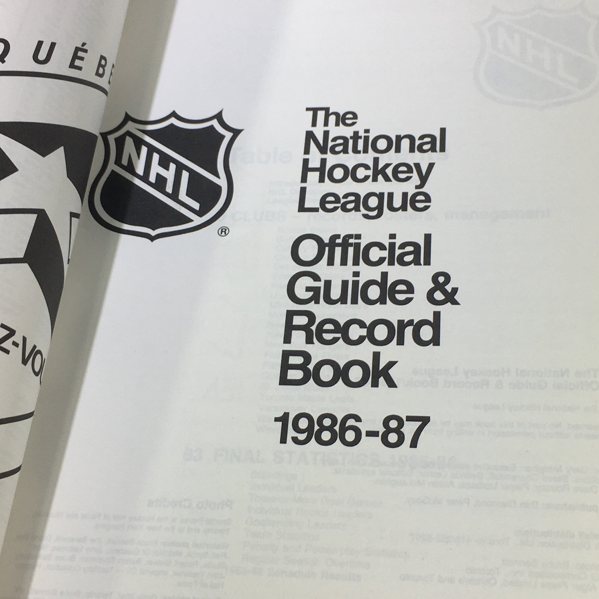 VTG 1986-1987 The National Hockey League Official Guide & Record Book