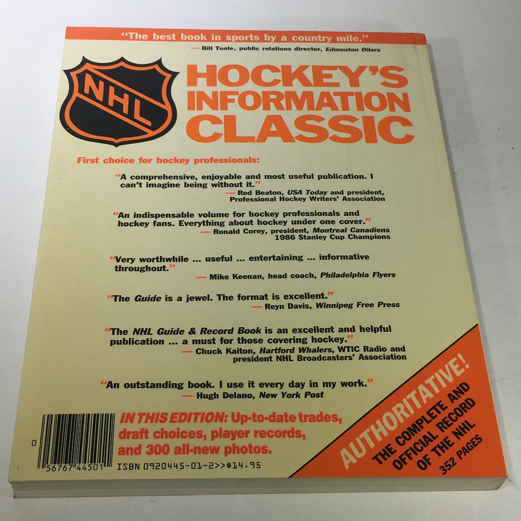 VTG 1986-1987 The National Hockey League Official Guide & Record Book