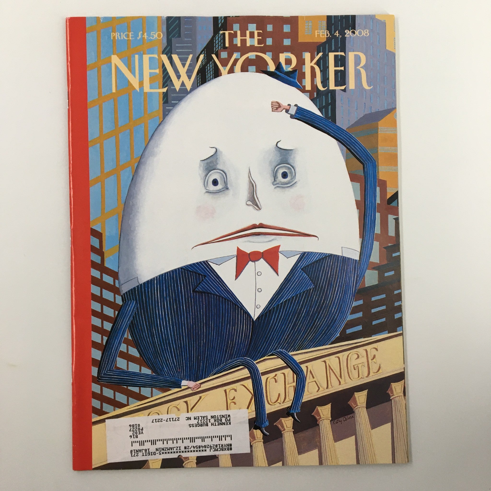 The New Yorker Full Magazine February 4 2008 Humpty Dumpty by Kathy Osrborn VG