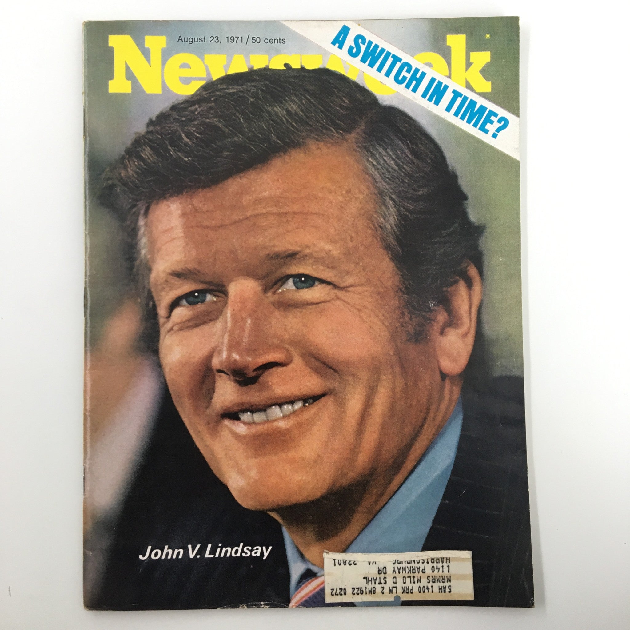 VTG Newsweek Magazine August 23 1971 John V. Lindsay A Switch in Time