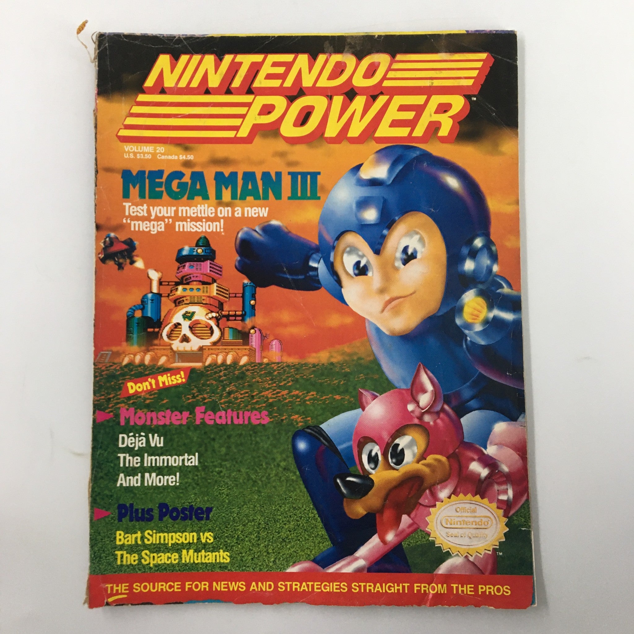 Nintendo Power Magazine January 1991 #20 Mega Man III Mega Mission w Poster