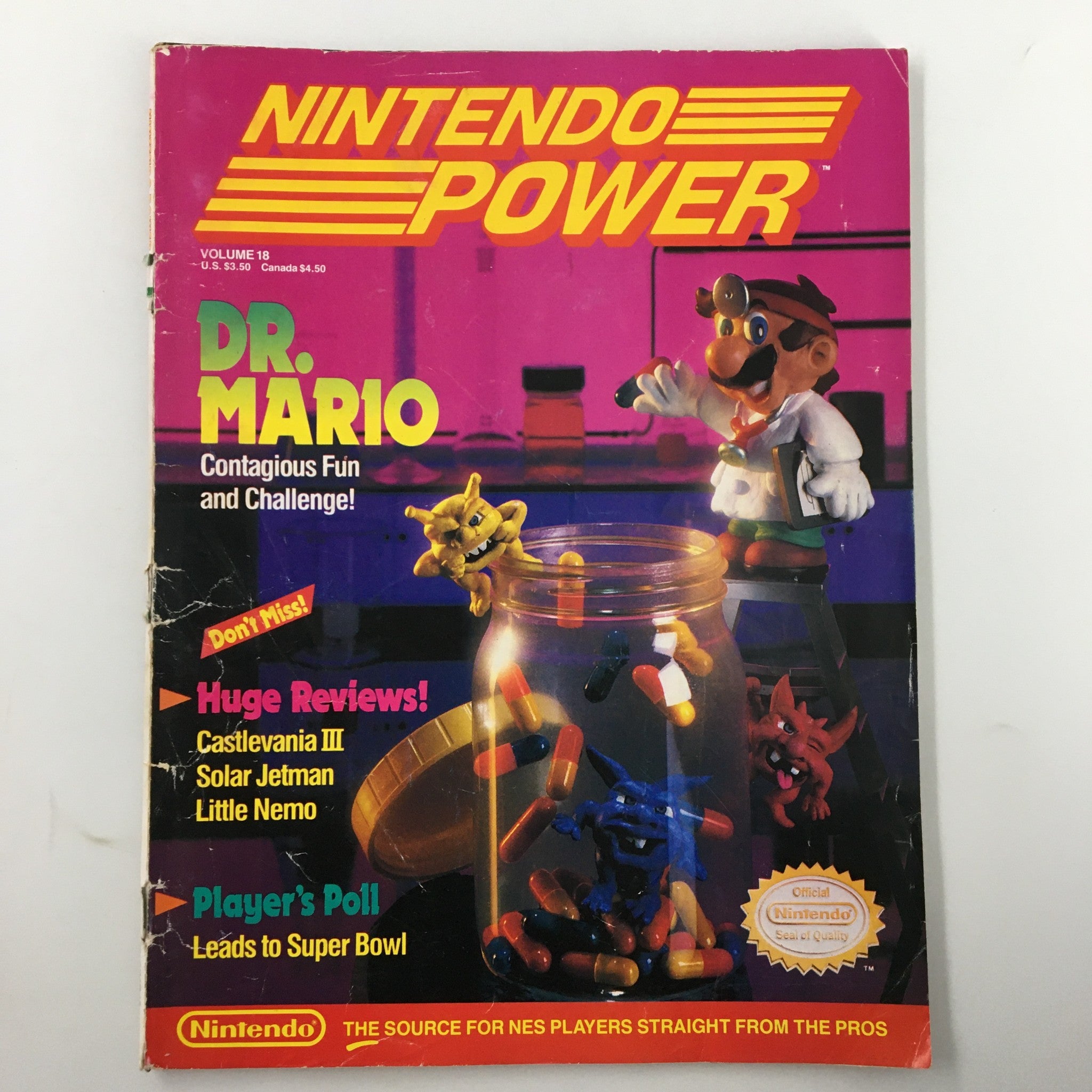 Nintendo Power Magazine November 1990 #18 Dr. Mario Contagious Fun No Poster