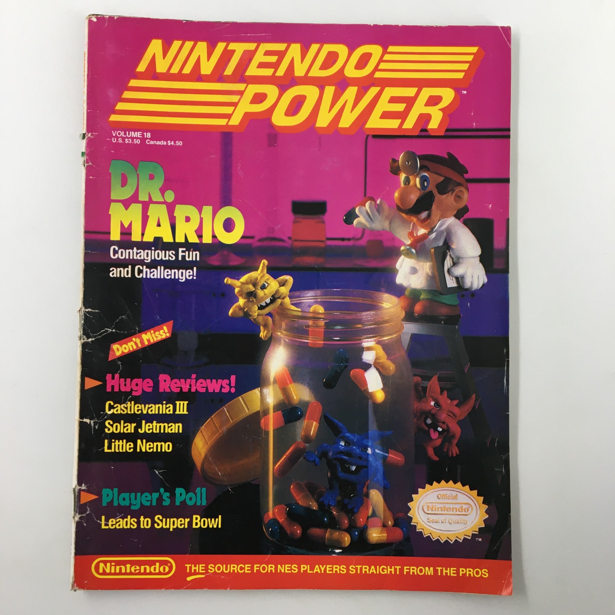 Nintendo Power Magazine November 1990 #18 Dr. Mario Contagious Fun No Poster