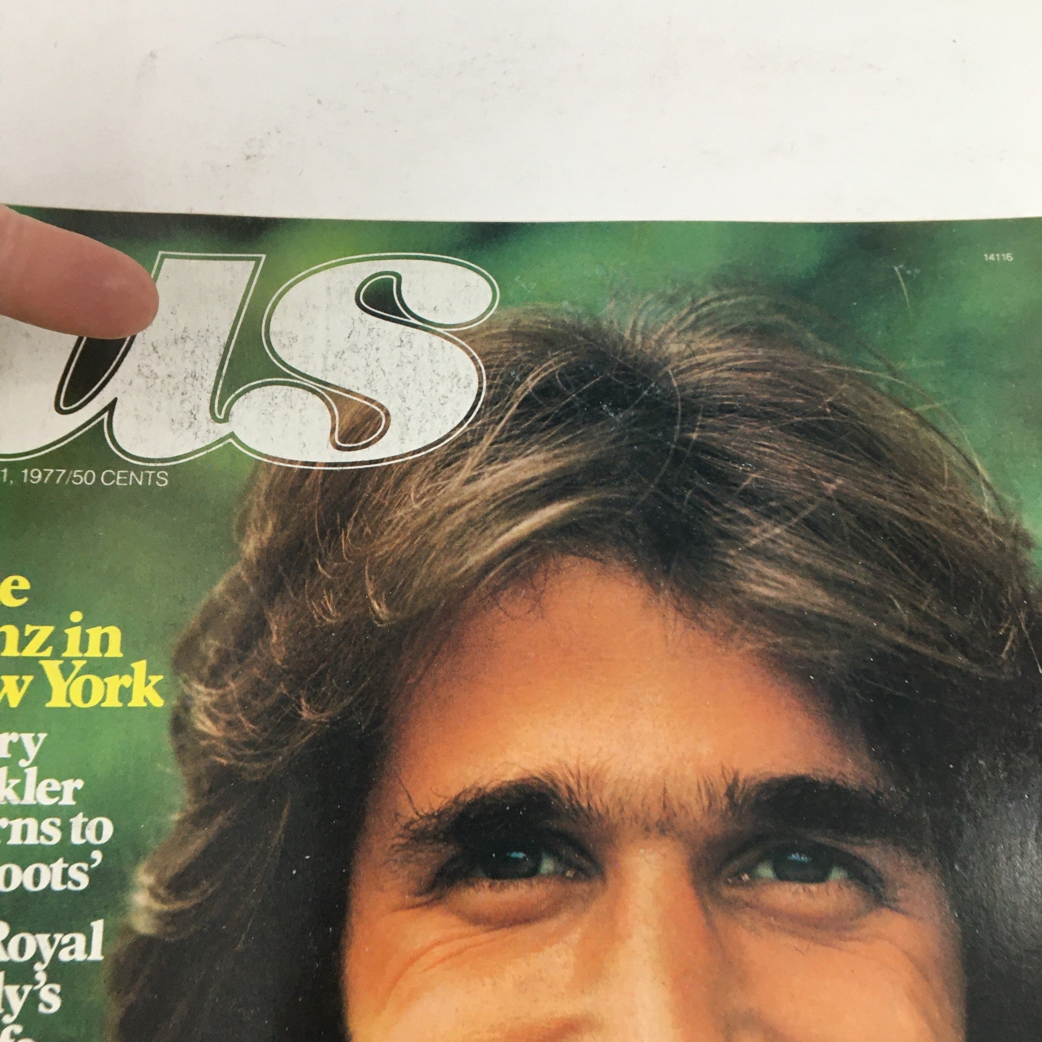 Close-up view of the US Magazine cover dated May 31, 1977, showing The Fonz in New York, with Henry Winkler's prominent smile and the magazine title.
