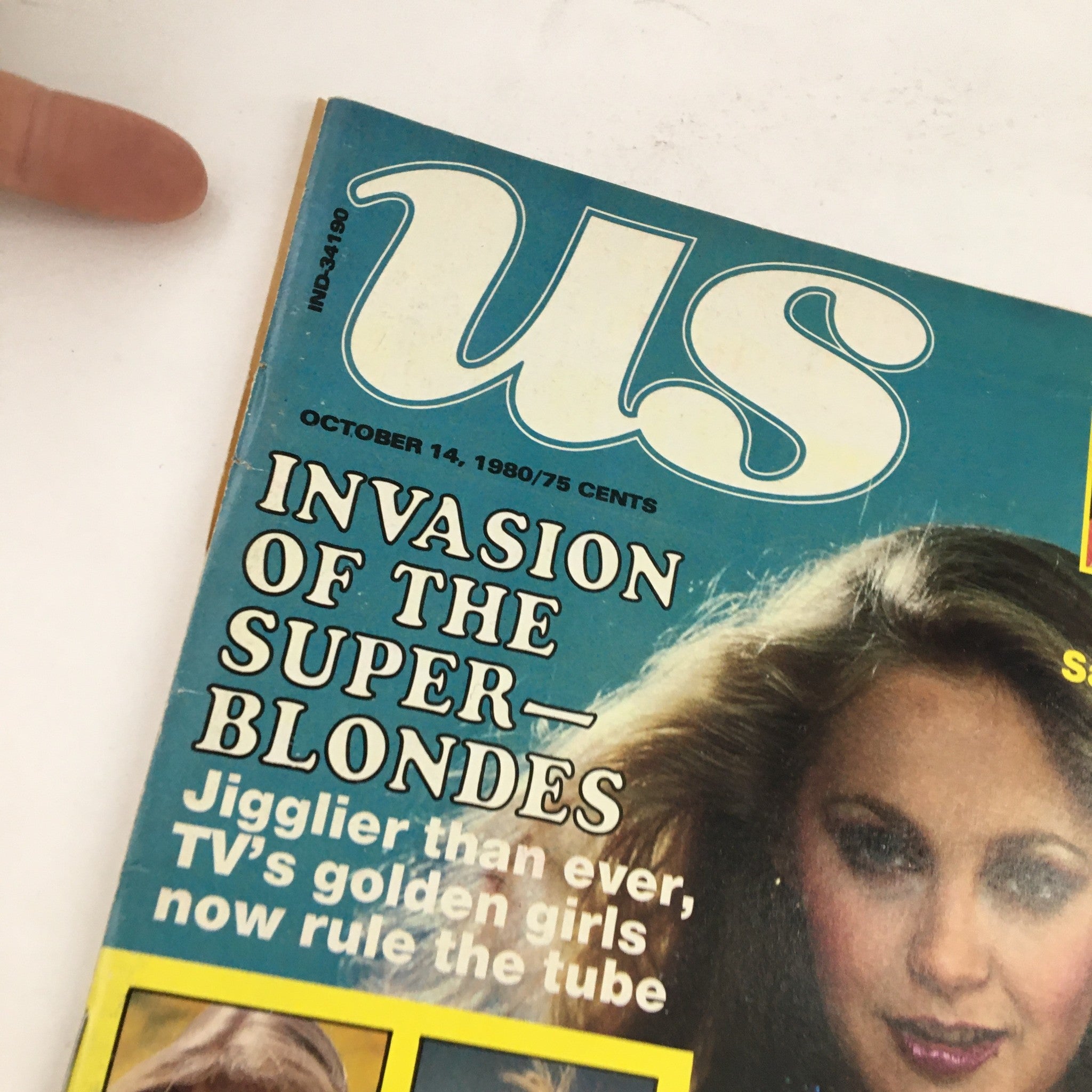 Cover of US Magazine, October 14, 1980 featuring the title 'Invasion of the Super-Blondes'. Includes text highlighting popular television personalities. Suitable for collectors of vintage magazines.