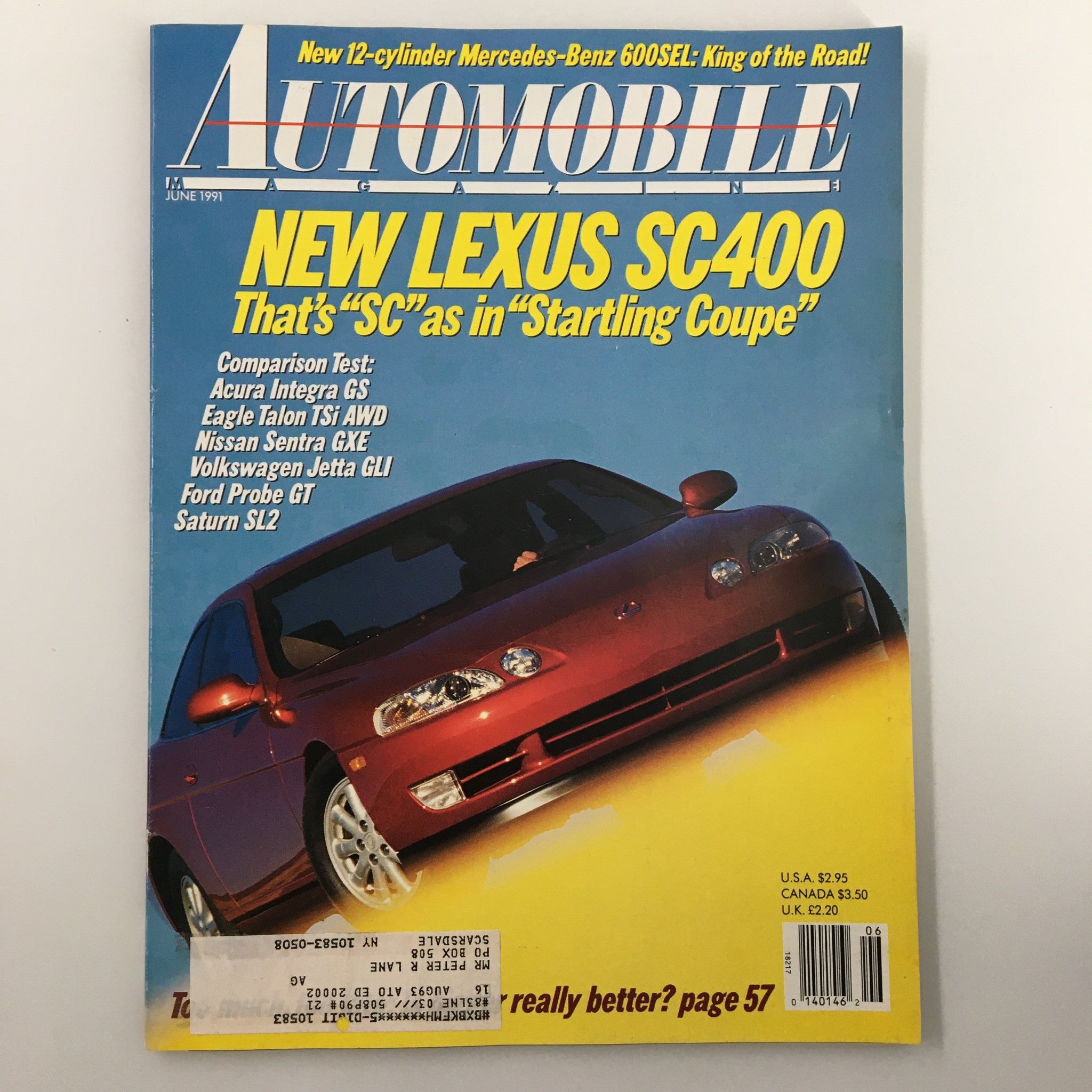 Automobile Magazine June 1991 Lexus SC400, Acura Integra GS Comparison Test